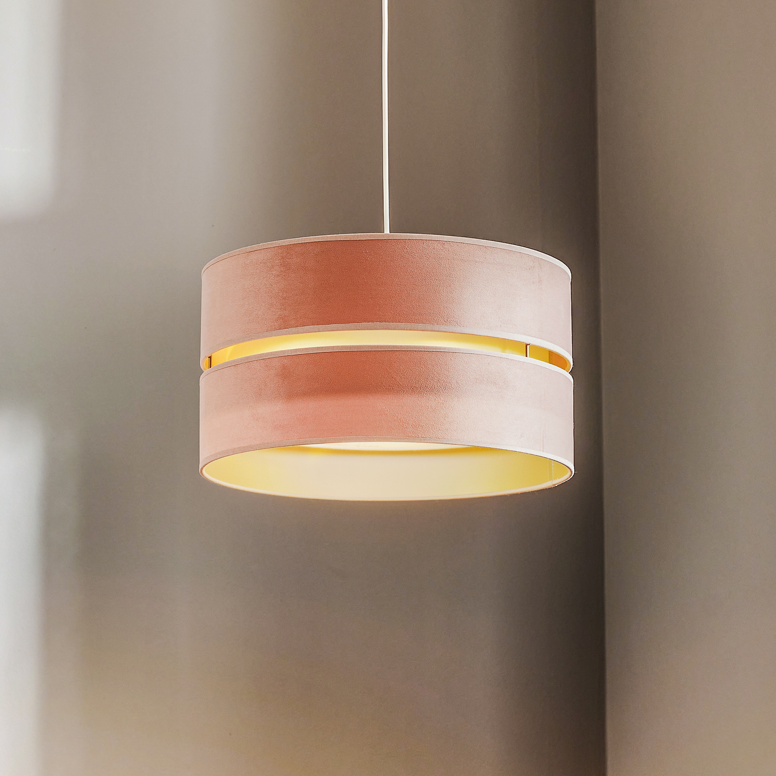 Lámpara colgante Golden Duo Ø 40 cm rosa claro/oro