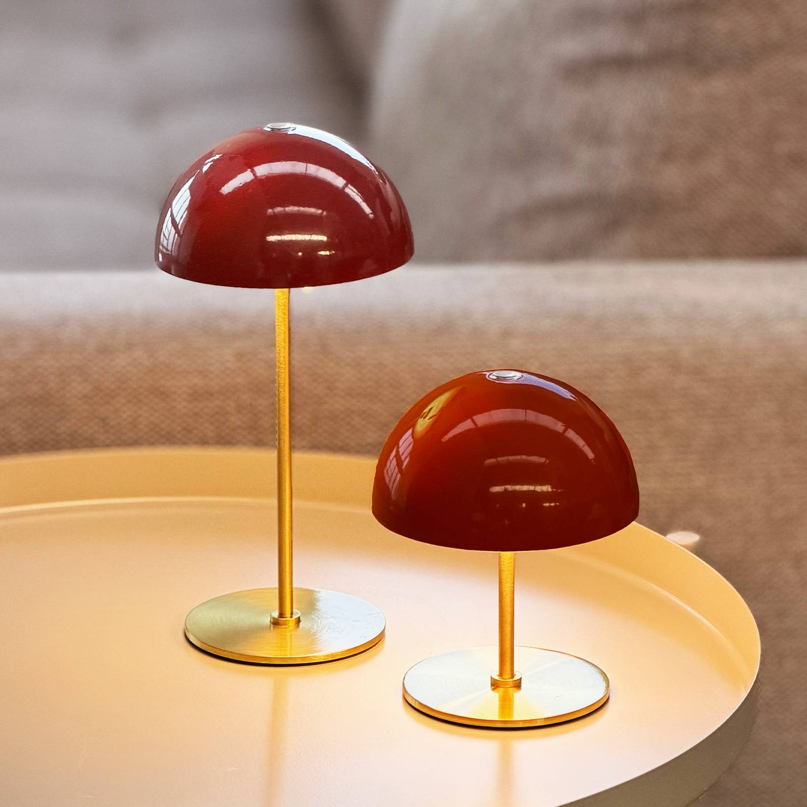 Lampe de table LED rechargeable Dyberg Larsen Along, rouge, lot de 2