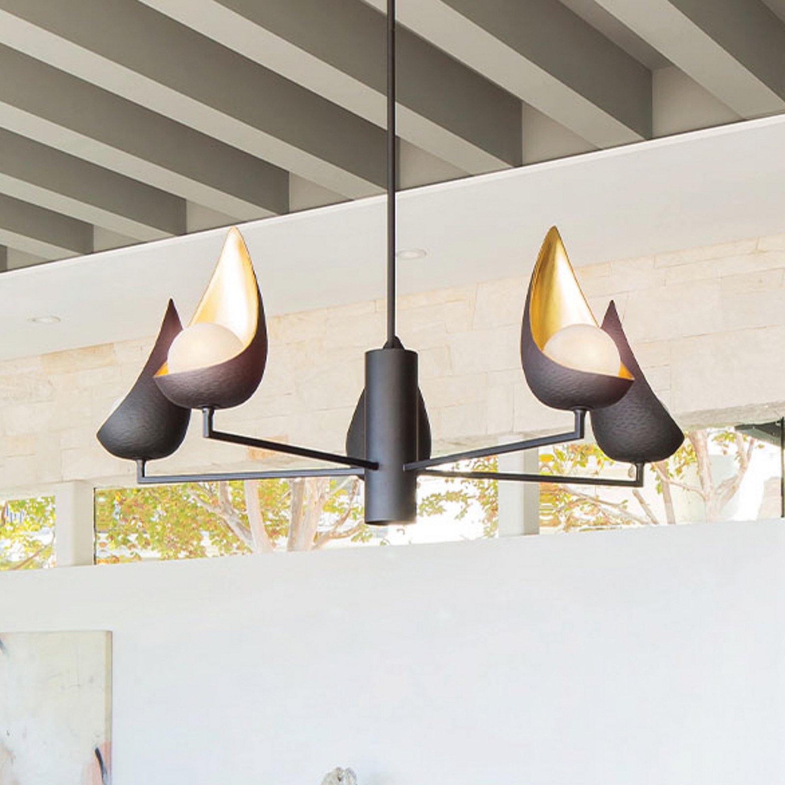 Quintiesse Ren candelabru 6 becuri negru/auriu - Camera de zi / sufragerie - modern - negru mat auriu alb - Metal