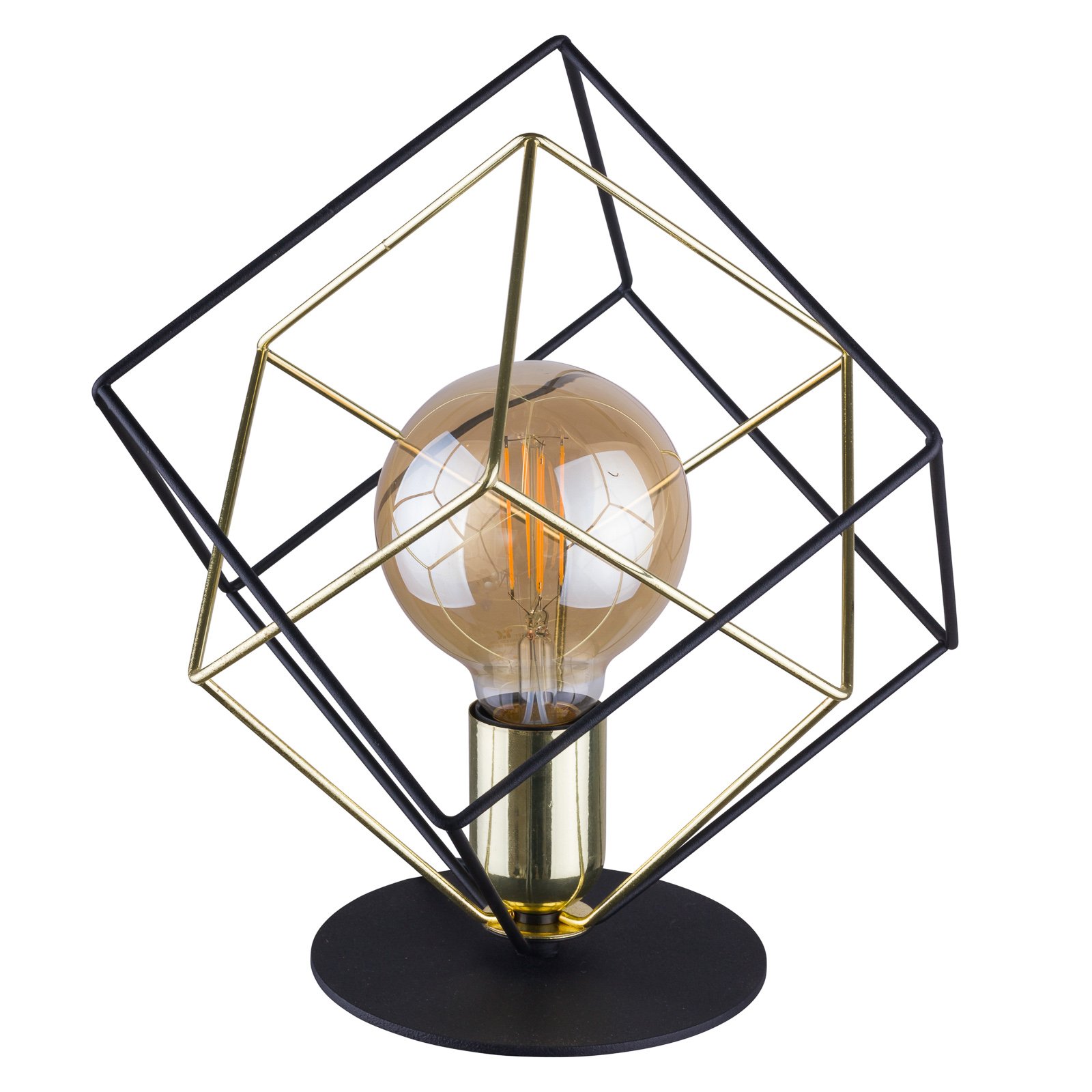 TK LIGHTING Alambre table lamp 1-bulb, gold/black, for Living / Dining Room, metal, E27, 60 W, energy efficiency: A++, L: 28 cm, W: 28 cm, H: 30.5 cm