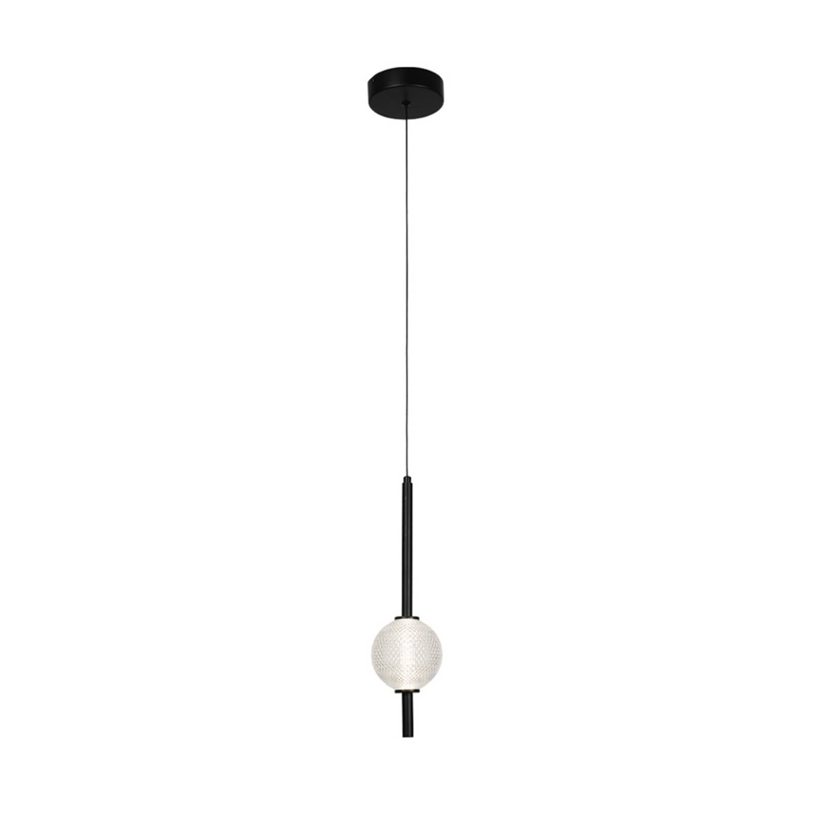 LED-Hängelampe Abeona, Ø 10 cm, schwarz/klar, Metall/Glas
