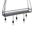 Suspension Kirista 5 Wood/Black - Lindby