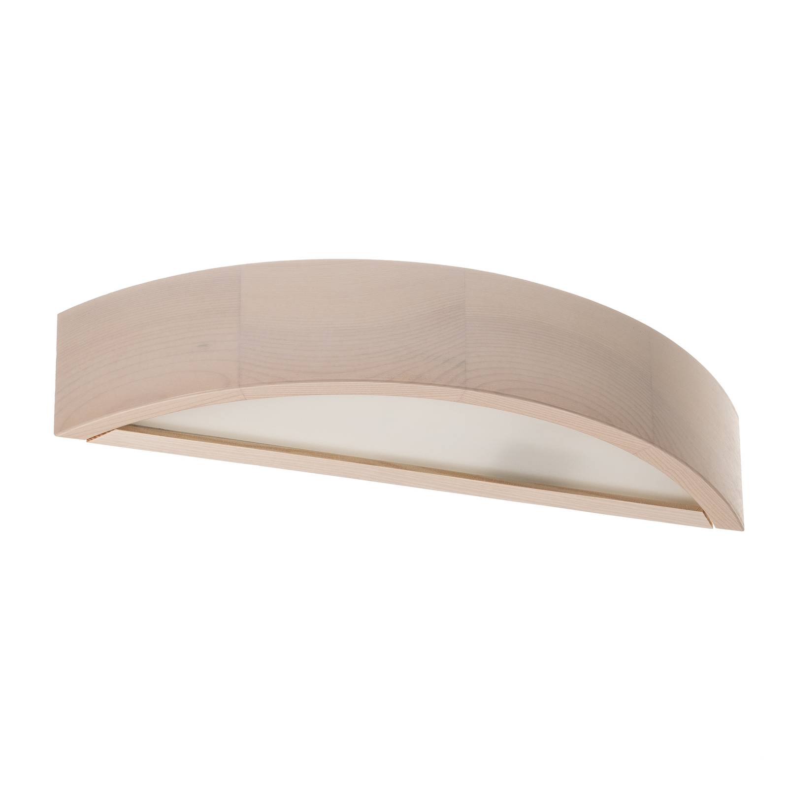 Euluna Kerio wall lamp, width 40.5 cm, white, for Living / Dining Room, wood, glass, E27, 15 W, W: 40.5 cm, H: 8 cm