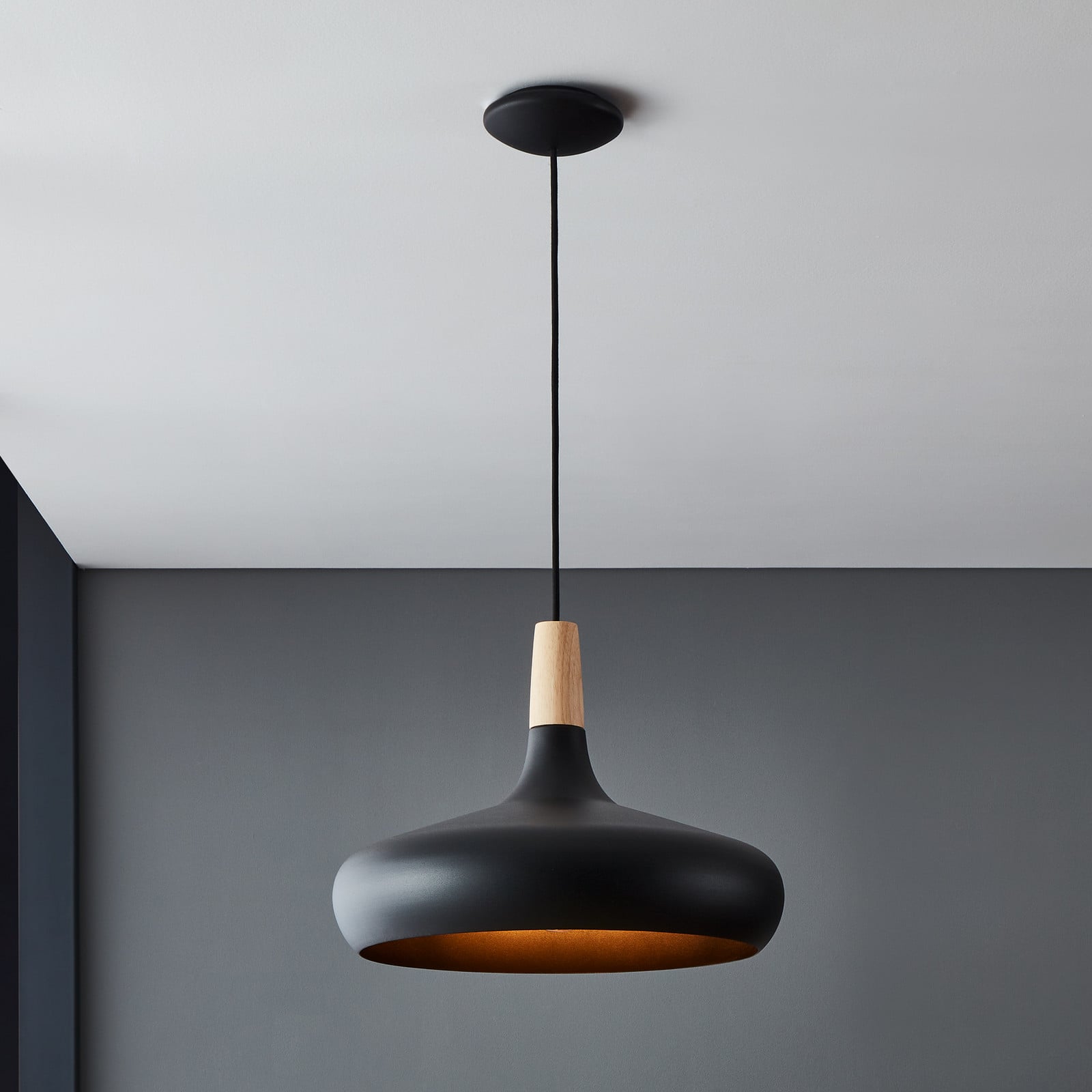 Lampă suspendată Sabinar 1 lumină negru Ø 40 cm