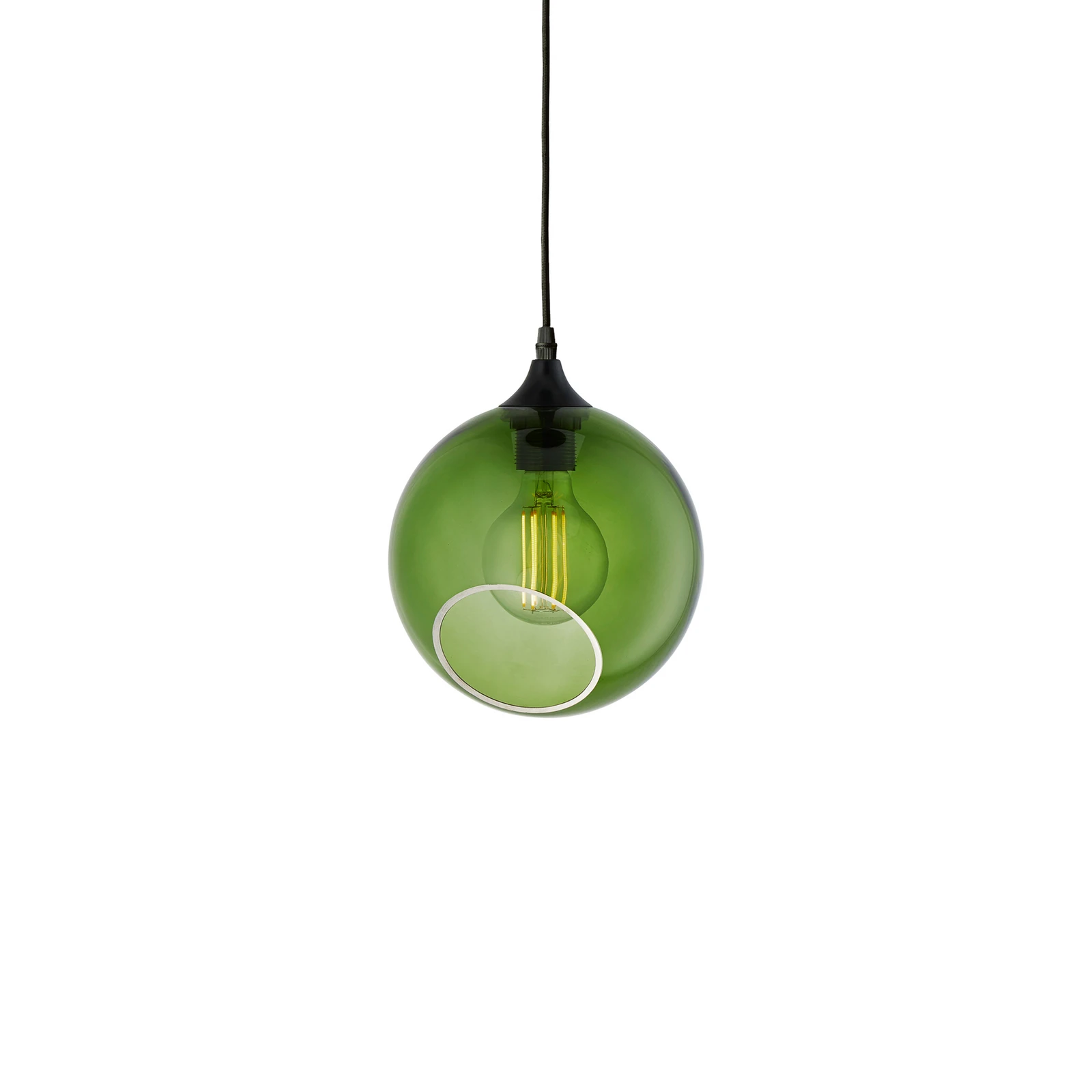 DESIGN BY US Lampada a sospensione Ballroom, verde, Ø 20 cm, vetro