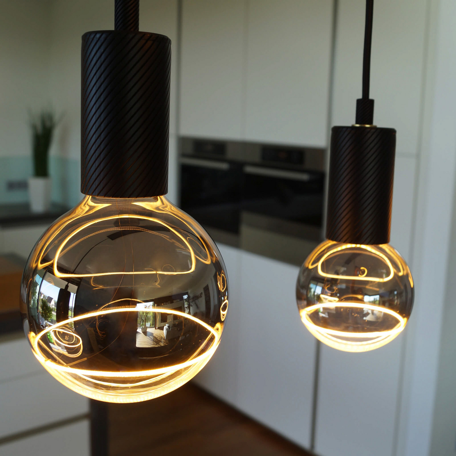 Segula lampă suspendată Alix Wave E27 suspensie 100 cm - Camera de zi / sufragerie - negru - Aluminiu