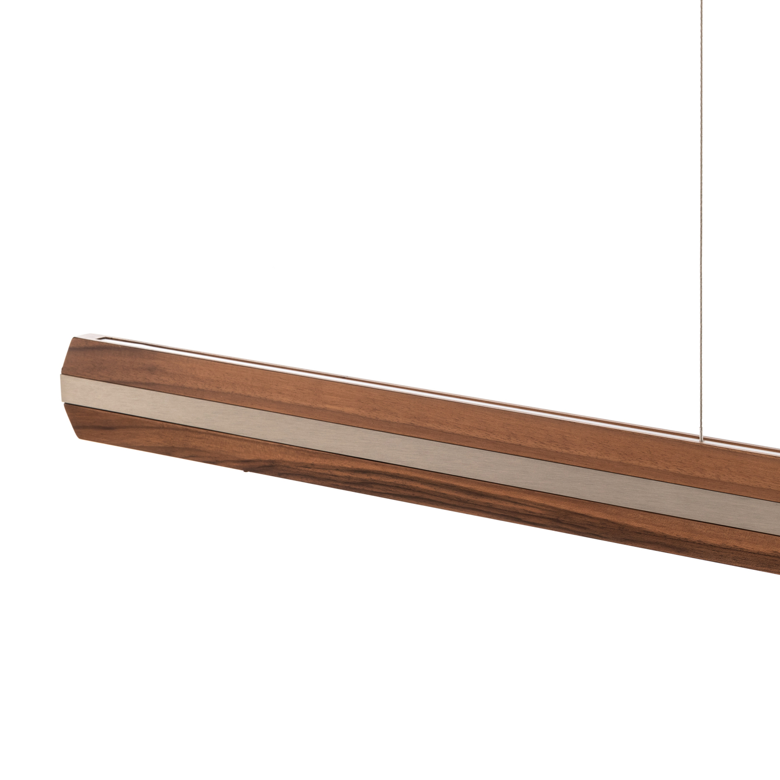 Quitani Elis LED hanging light walnut/nickel 148 cm