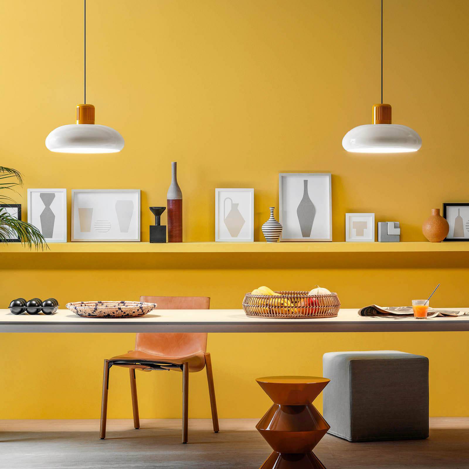 Stilnovo LED-Hängelampe Trepiù, weiß/gelb, Ø 40 cm, Metall günstig online kaufen