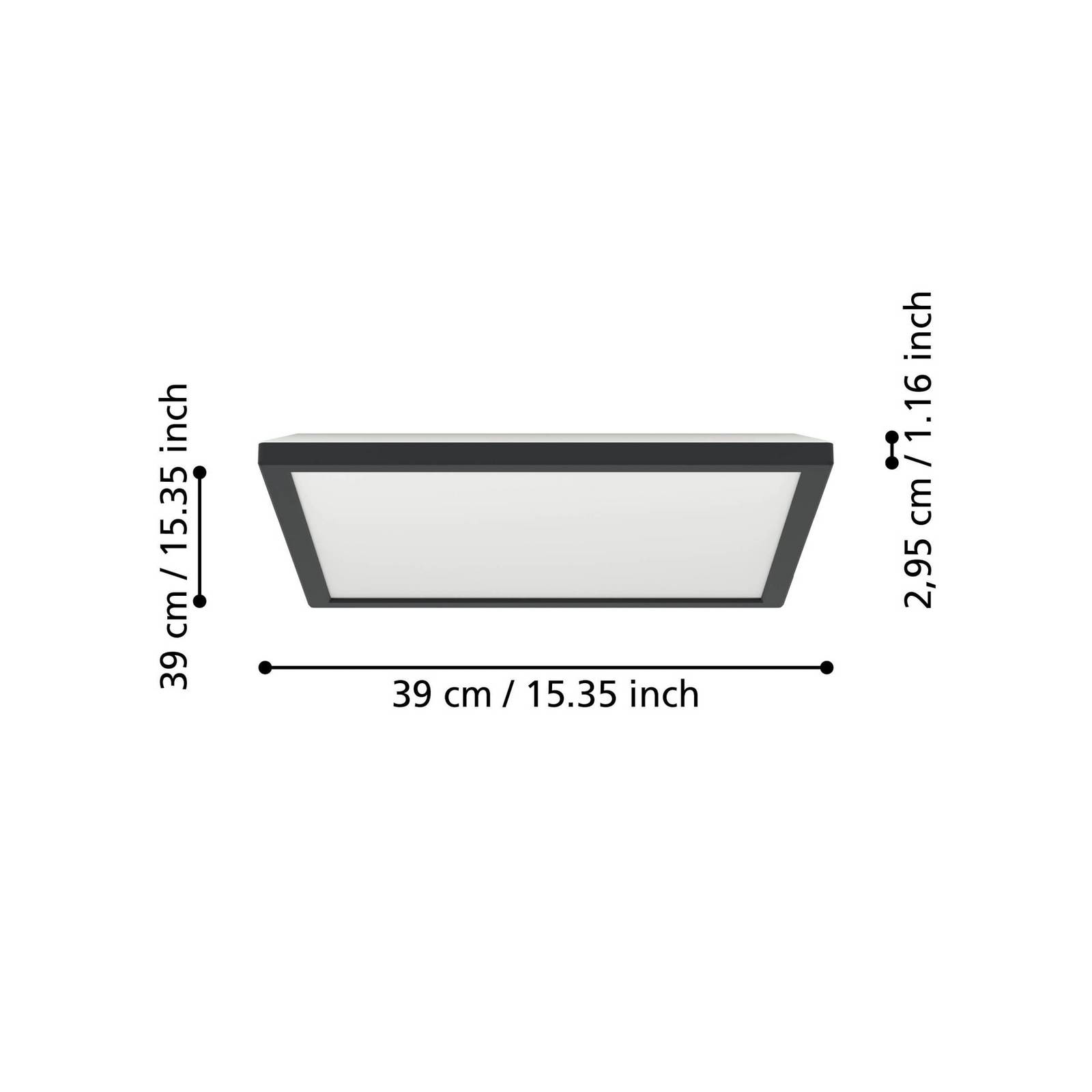 EGLO connect lampa sufitowa LED Rovito-Z, czarna, 39 x 39 cm