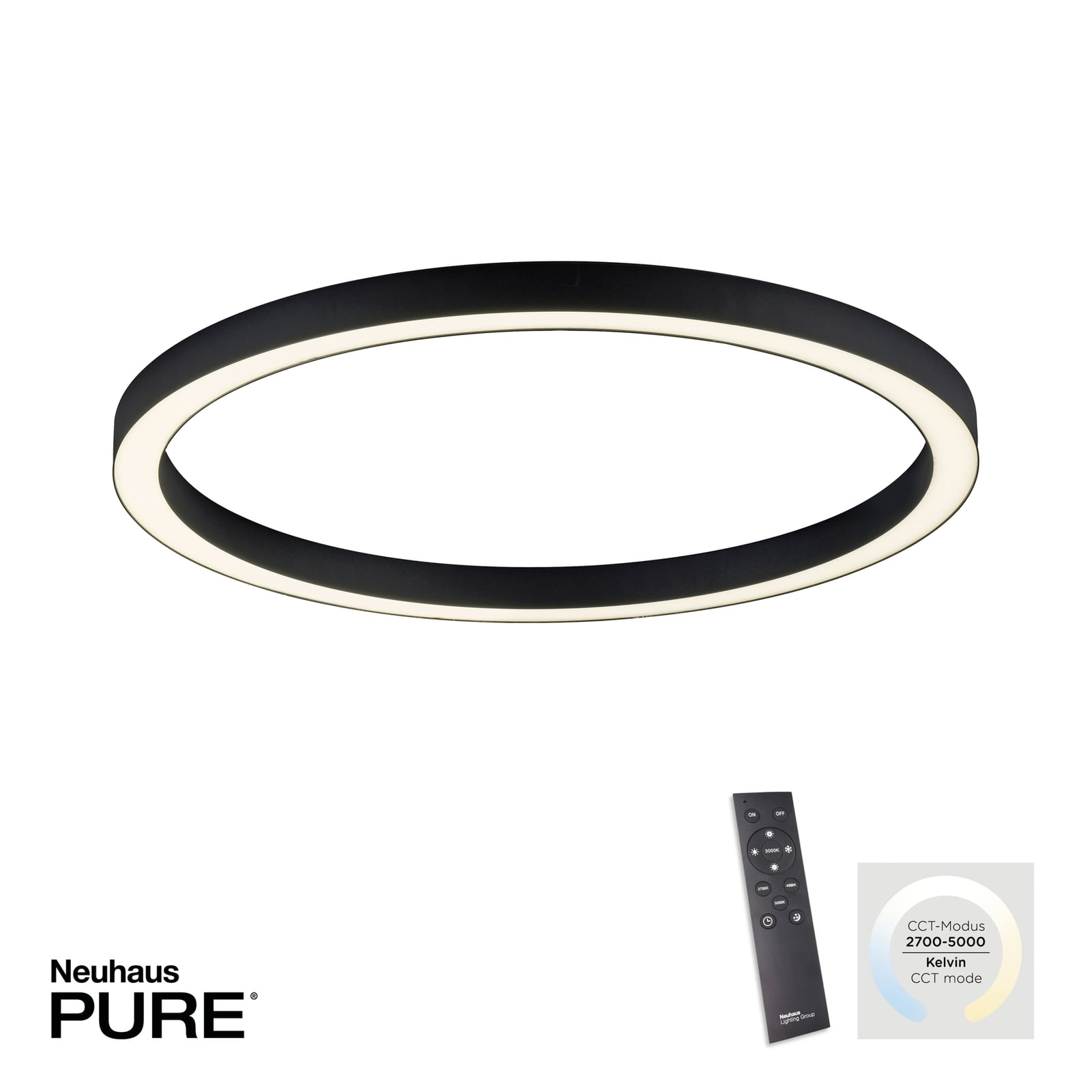 Plafonnier LED Lines Round, Ø 70 cm, graphite, CCT - PURE Plafonnier LED Lines Round, Ø 70 cm, graphite, CCT - PURE