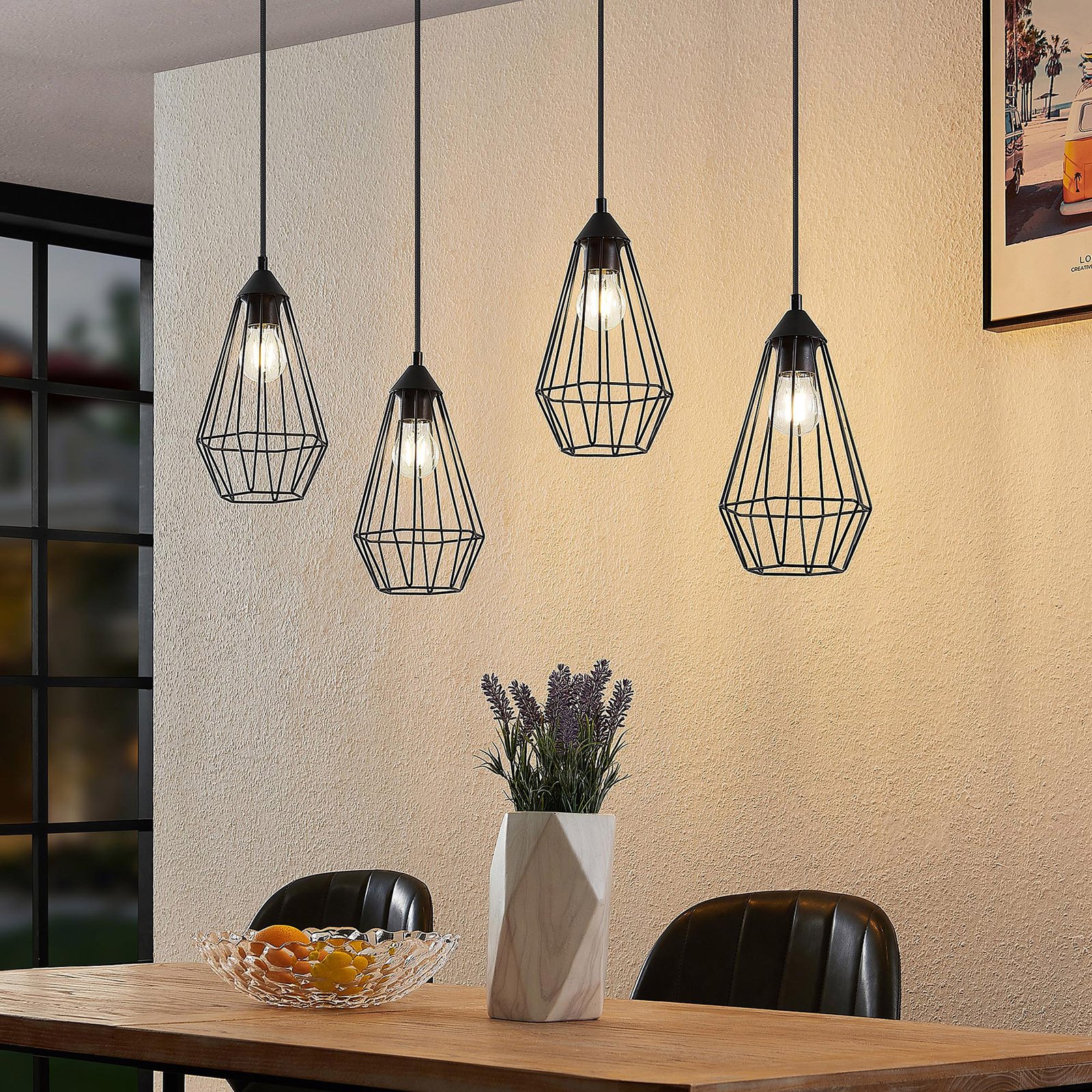 Lindby Remus kooi-hanglamp, 4-lamps