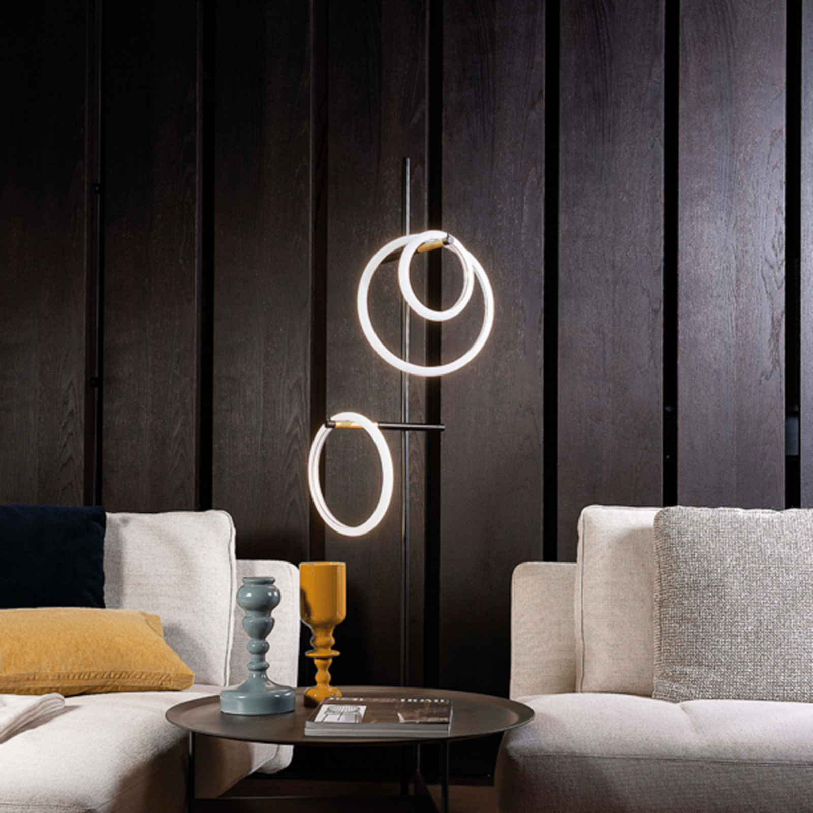 Ulaop LED floor lamp, three rings