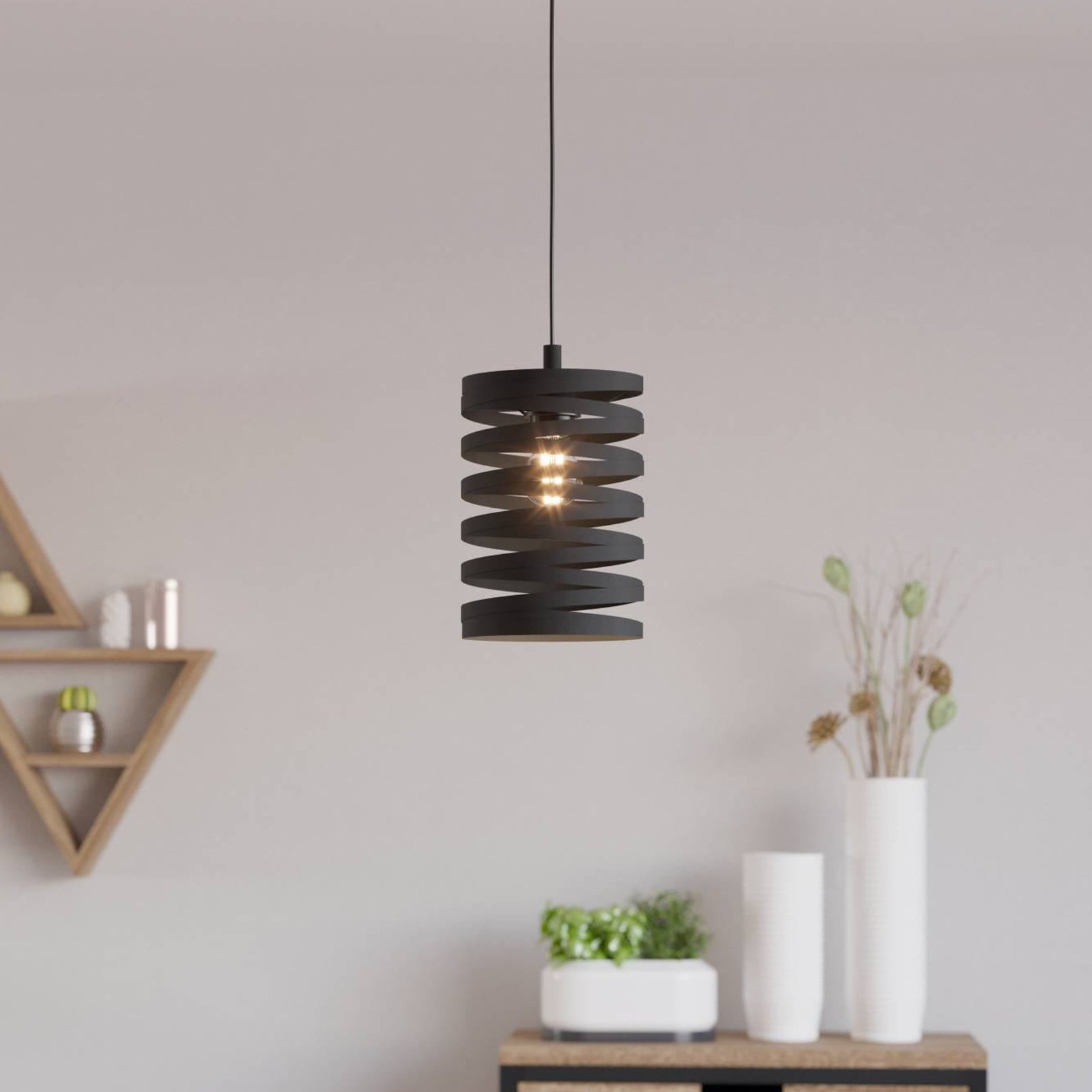 Hanglamp Cremella, Ø 18 cm, zwart, staal