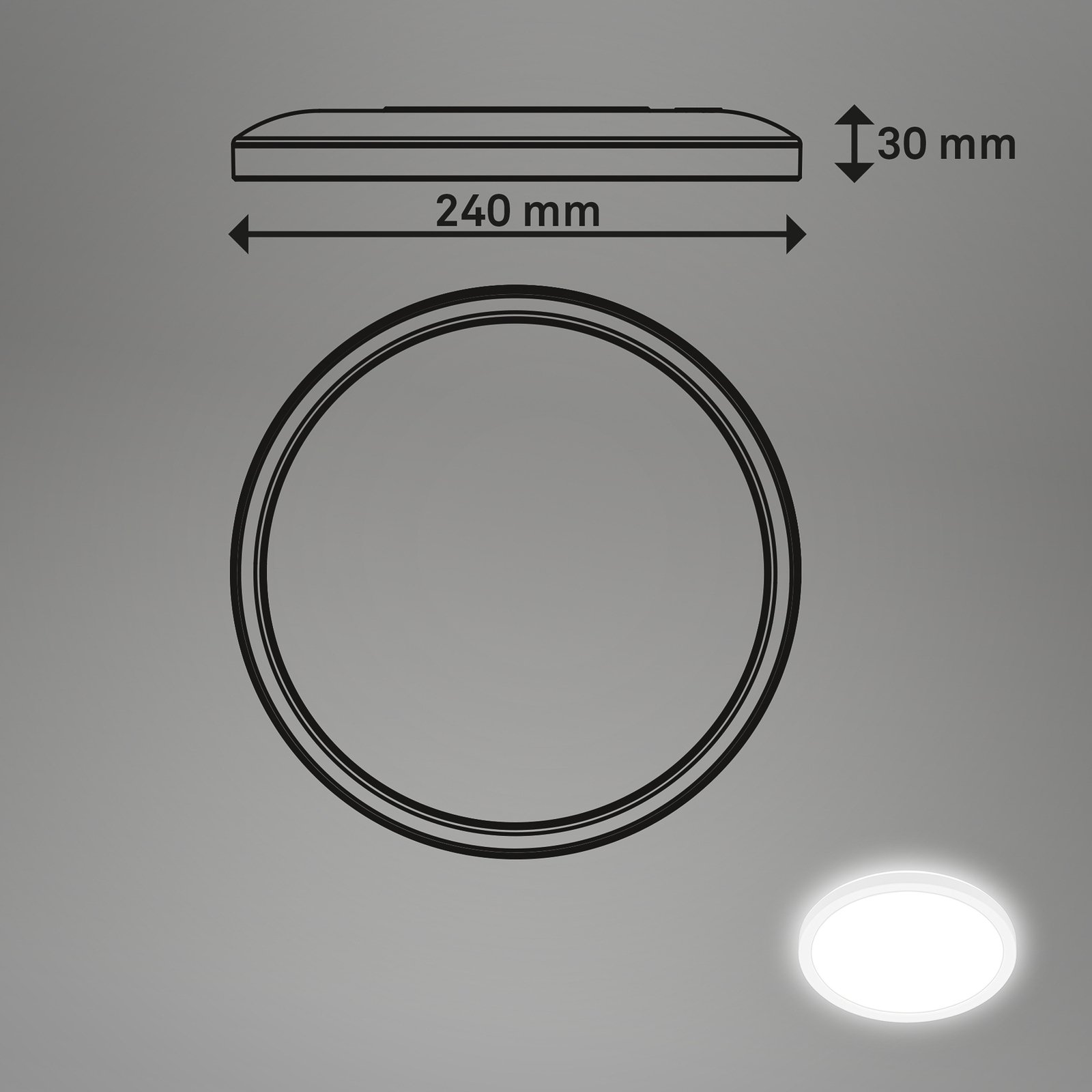 LED ceiling light Tava, white, Ø 24 cm, plastic