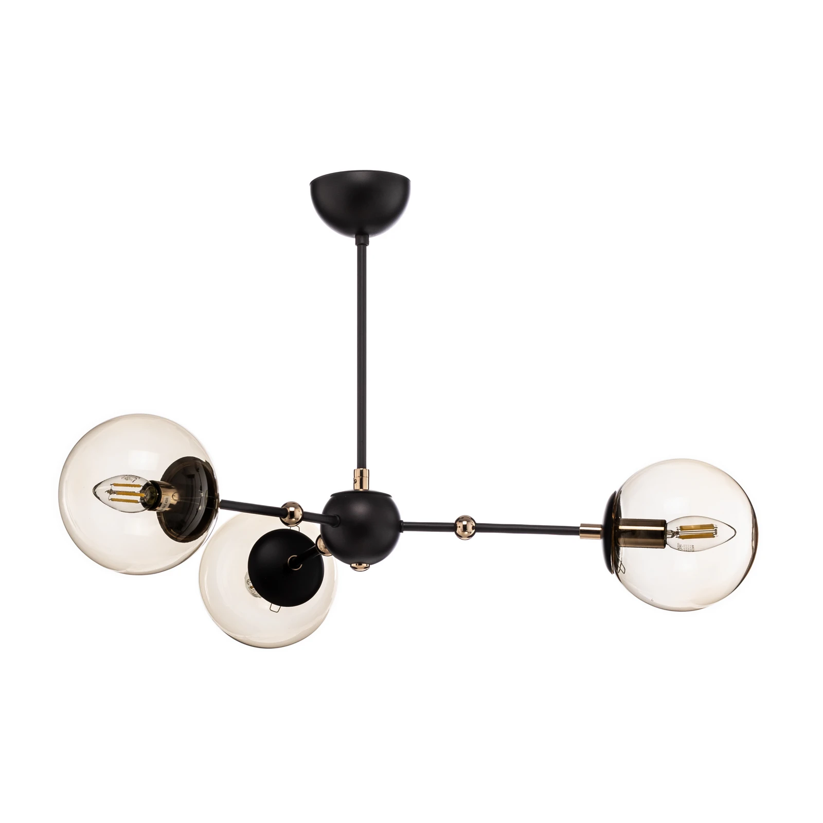 Plafonnier Itoris, à 3 lampes, noir/doré