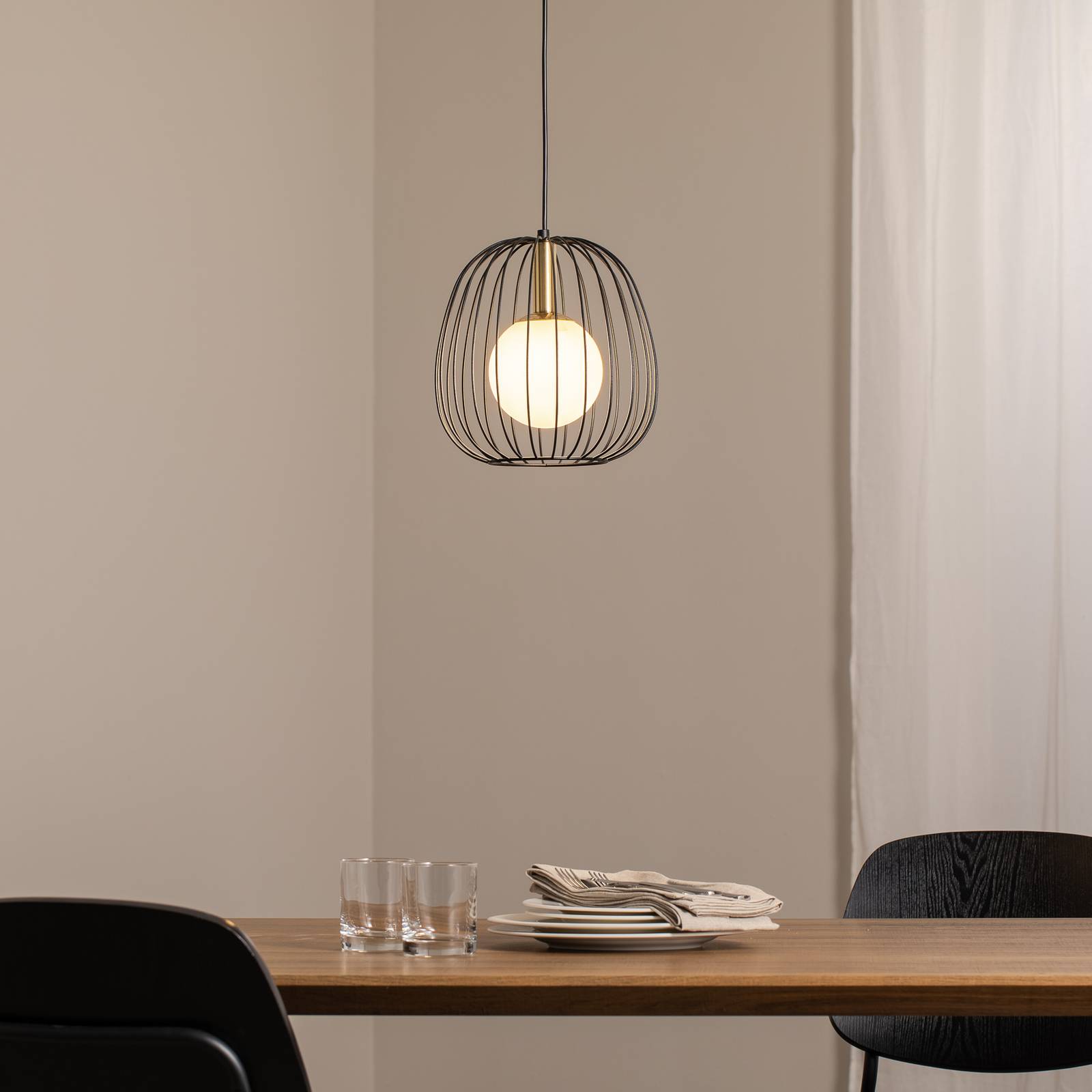 Hängeleuchte Bell S, Ø 24 cm, 1-flammig, schwarz/gold/weiß günstig online kaufen