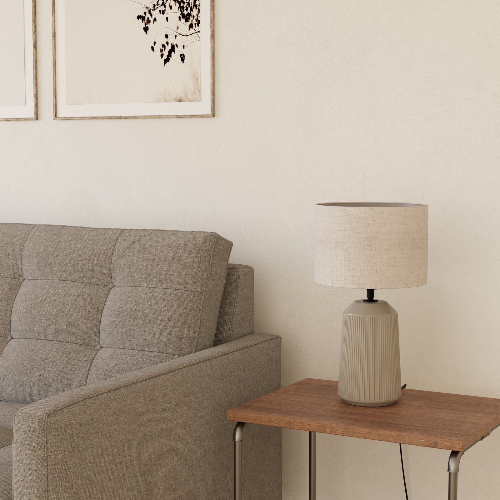 Capalbio table lamp, sand base/white lampshade