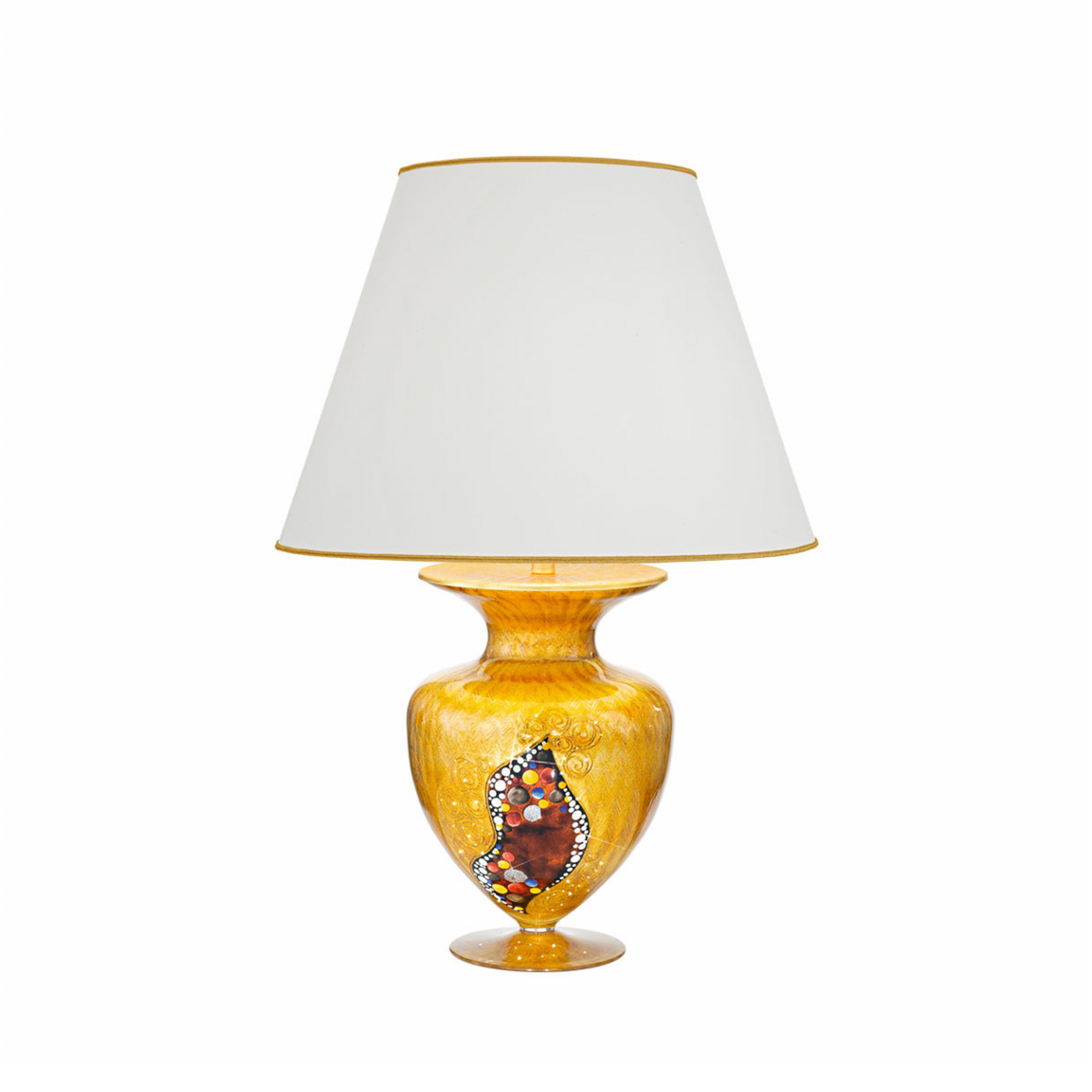 KOLARZ Tischlampe Anfora, goldfarben, Höhe 65 cm, Glas/Stoff