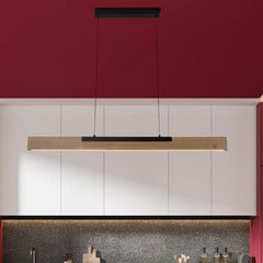 Wilma Lámpara colgante LED, madera, longitud 122 cm, atenuable