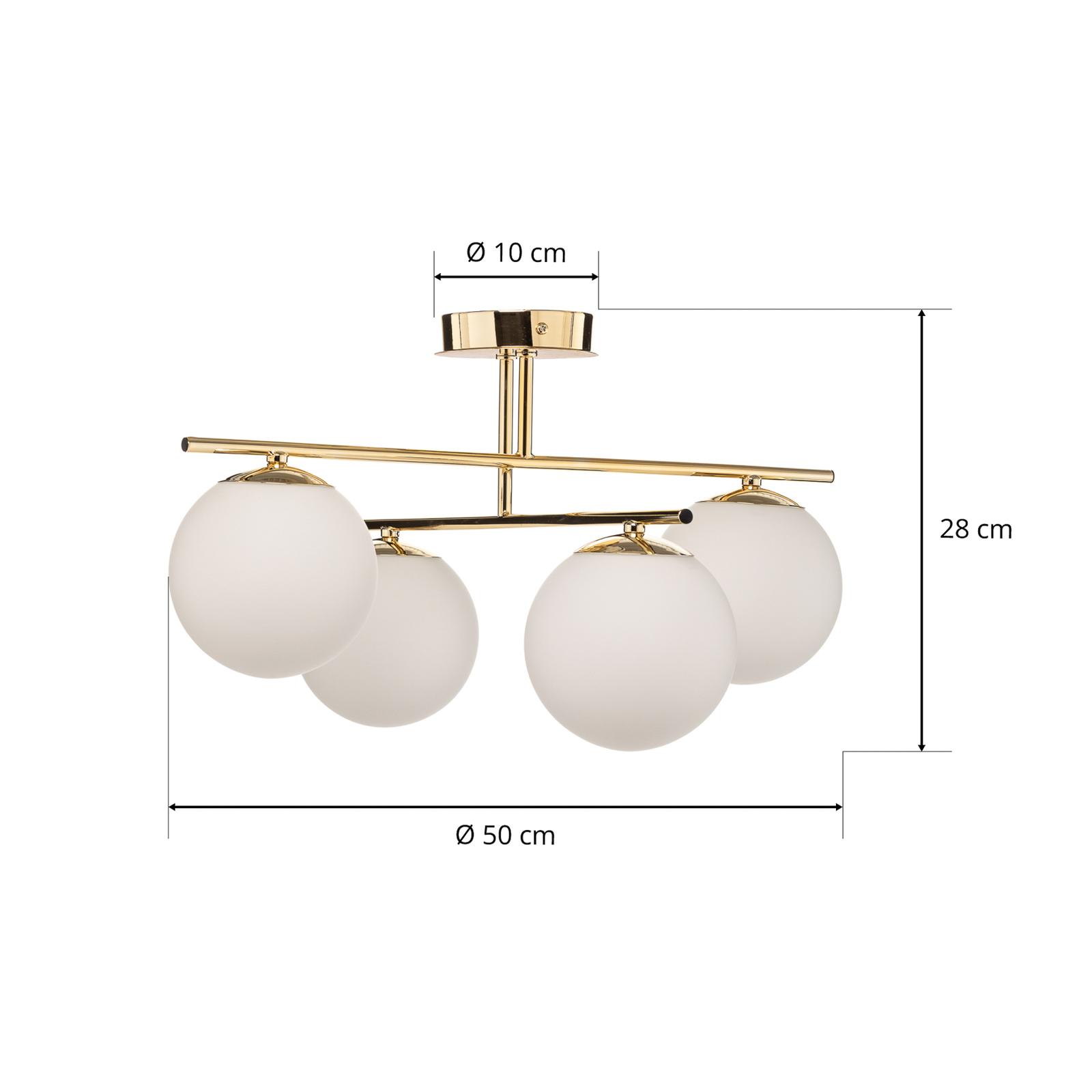 Plafondlamp Aurora, 4-lamps, goud