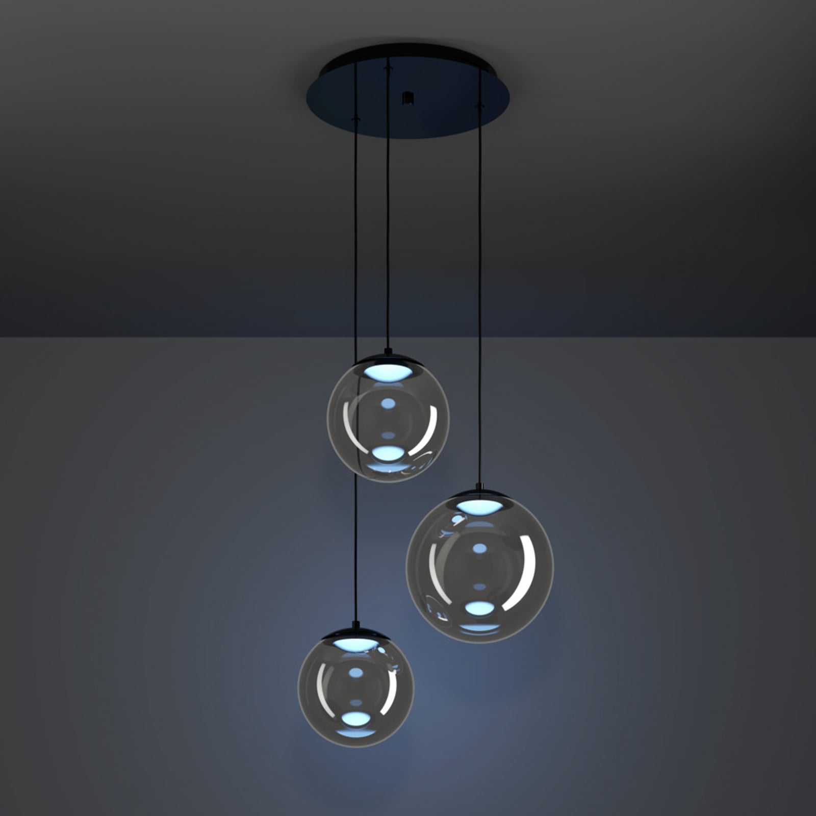 Stars of Light LED-riippuvalaisin ANORIAS, musta, Ø 46 cm, 3-lamppuinen