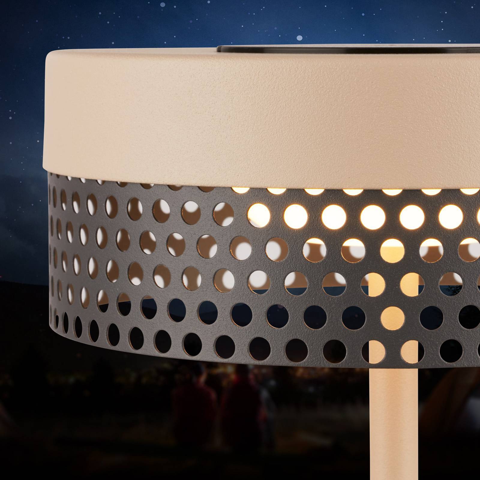 Lampa stołowa akumulatorowa Booha, beżowa, metal, IP44, ściemniana