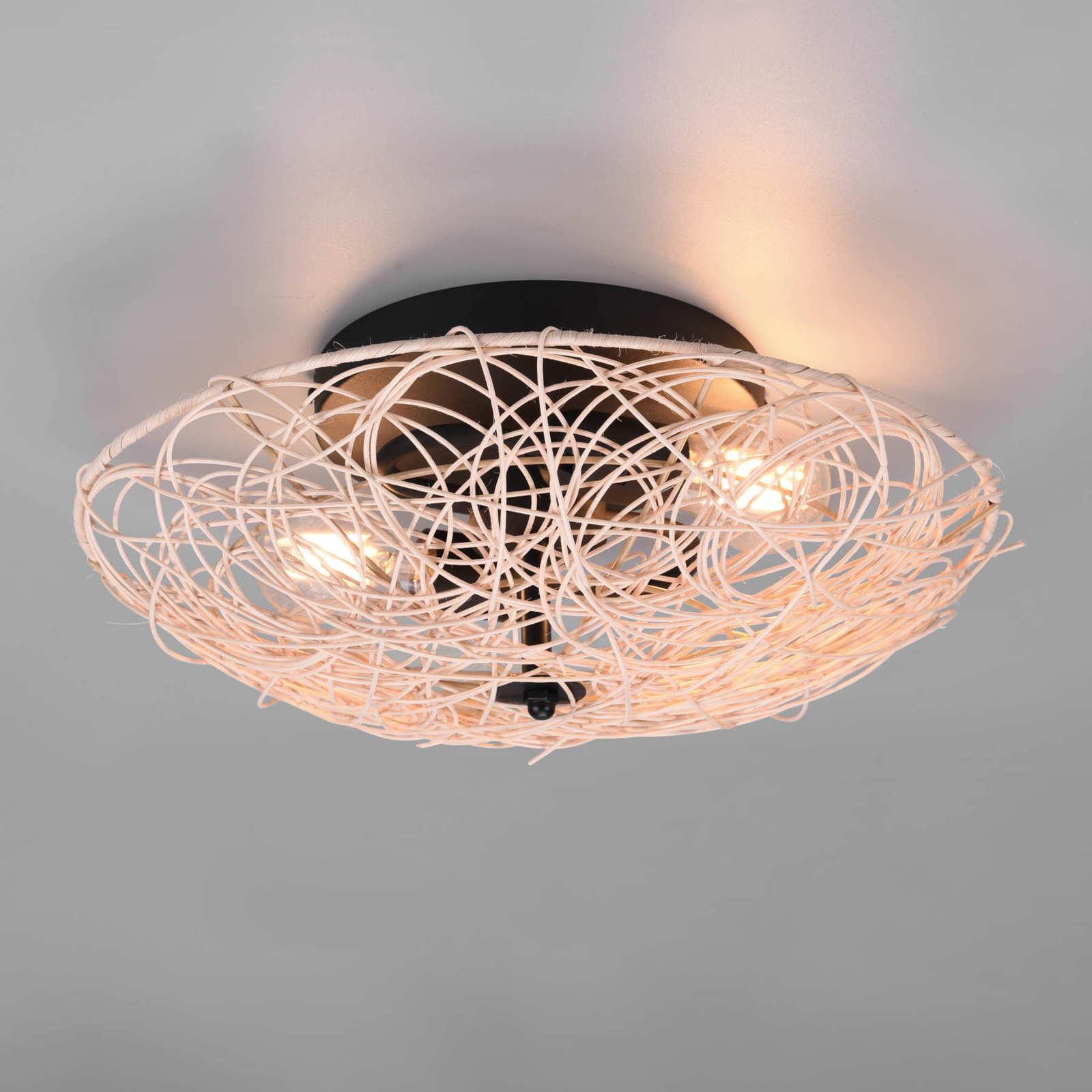 Lampa sufitowa Lovis z plecionki rattanowej 40 cm