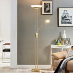 Lindby Lampadar LED Yveta, alamă, metal, dimabil, 183cm