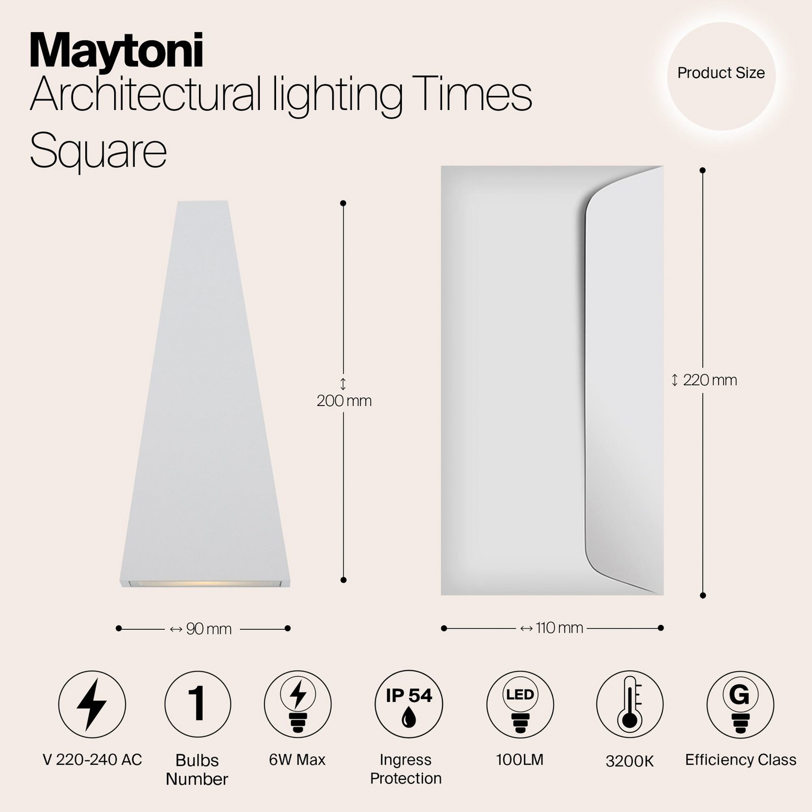 Times Square LED outdoor wall lamp white