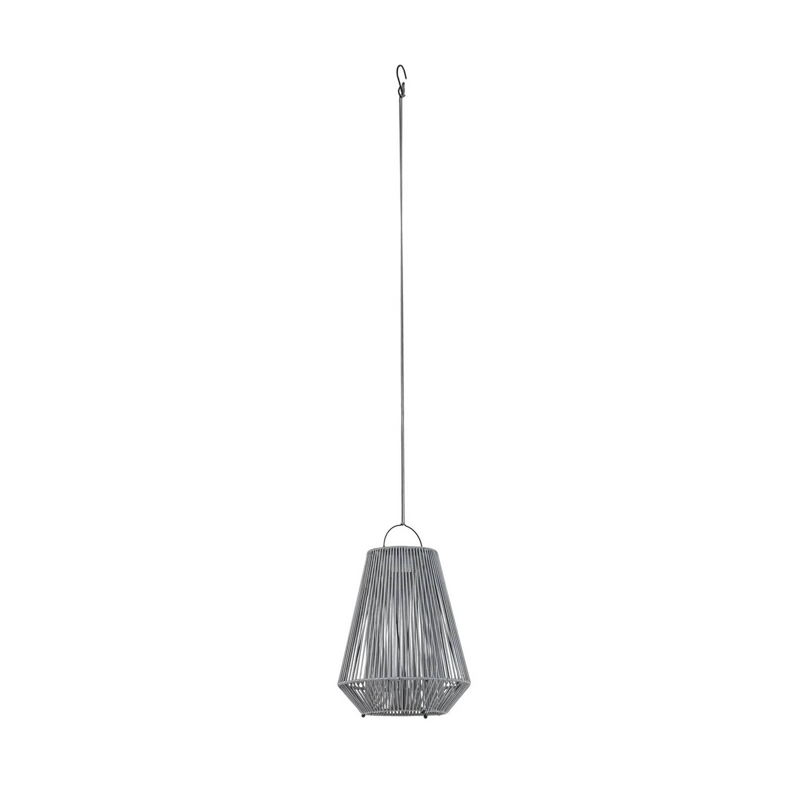 Lindby LED-Solarhängelampe Austas, grau, Ø 32 cm, USB, IP54