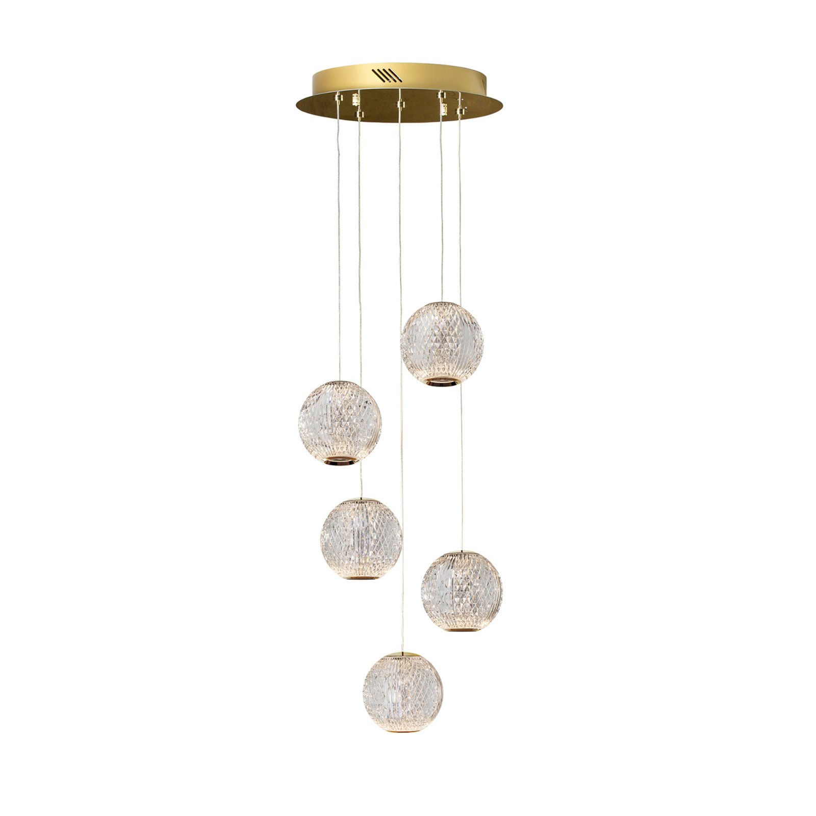 LED hanglamp Austral goud/helder 5-lamps rond
