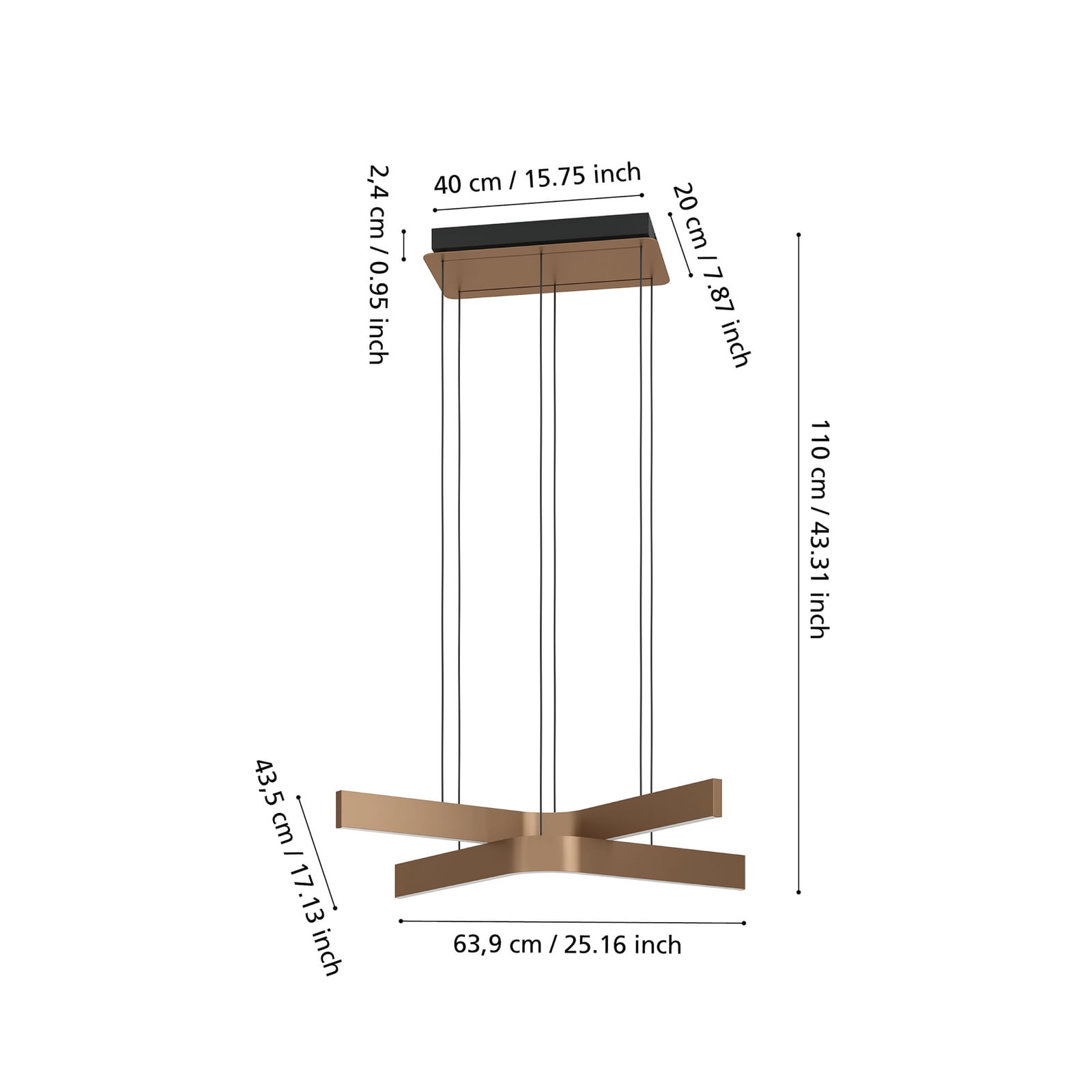 LED hanglamp Folcino-Z, bronskleurig, 64 cm, CCT