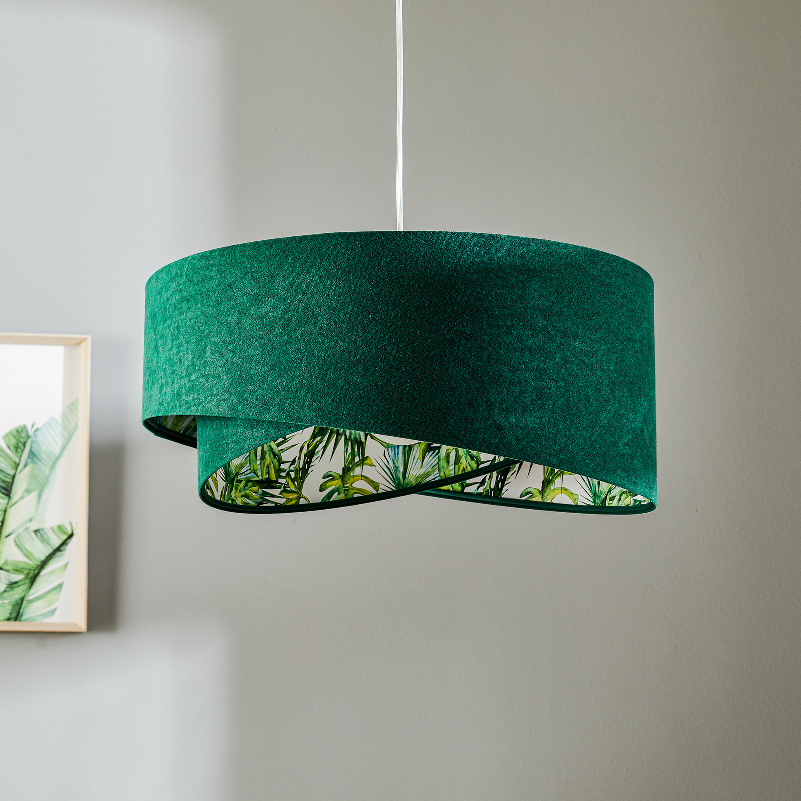 Hanglamp Vivien, groen met bloem Allover-Print