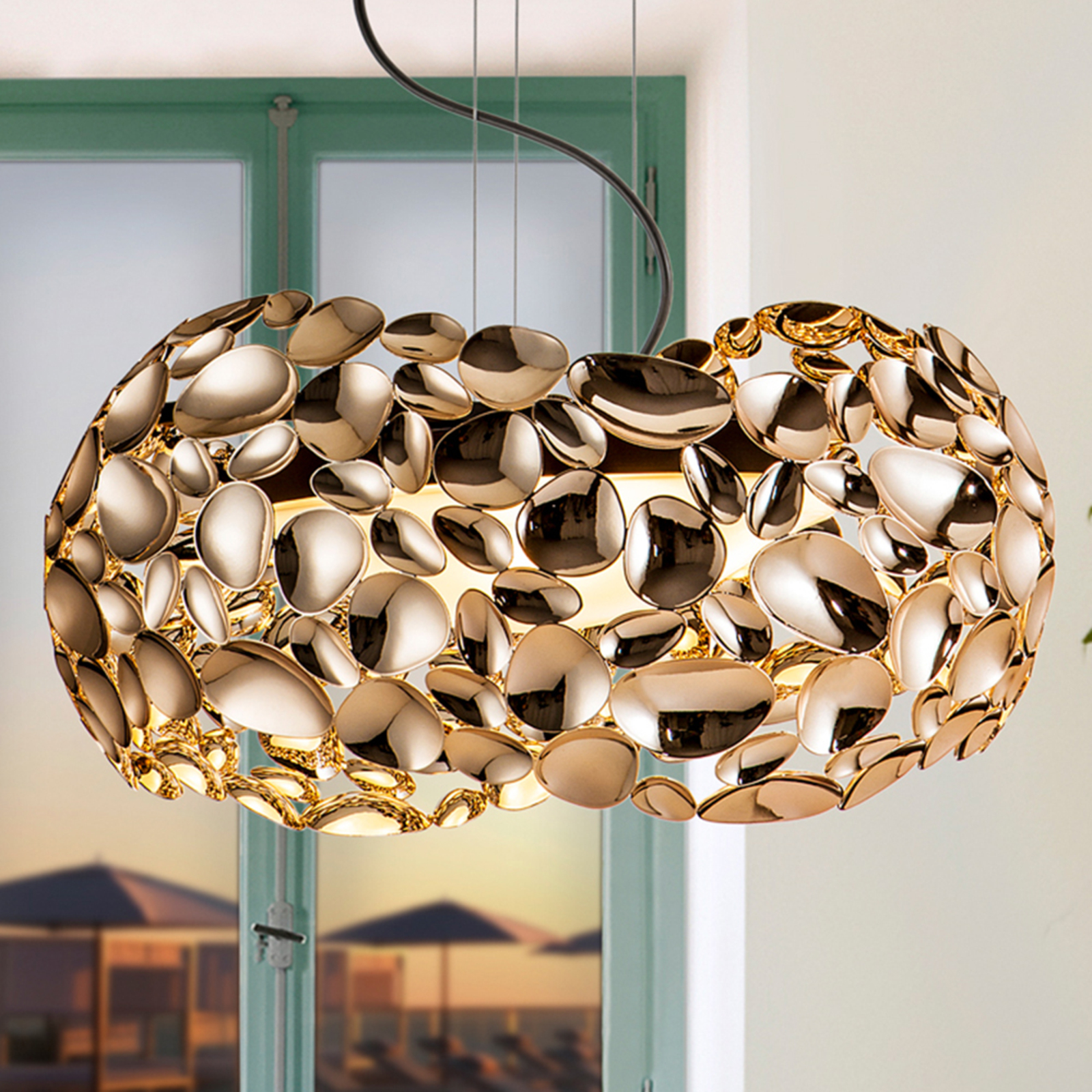 lampara colgante led narisa o 46cm oro rosa marron