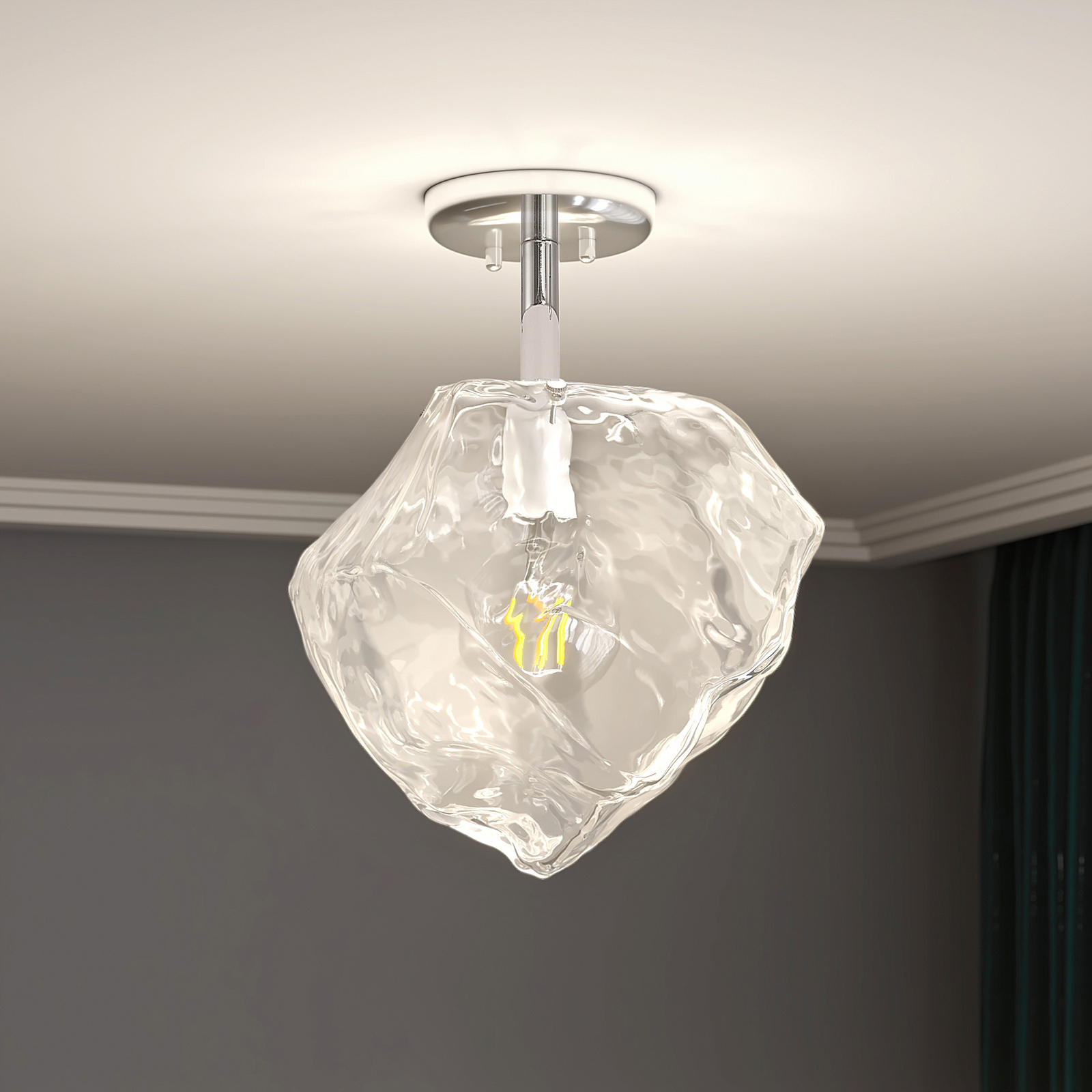 Lucande Valina üveg mennyezeti lámpa, jéghatású
