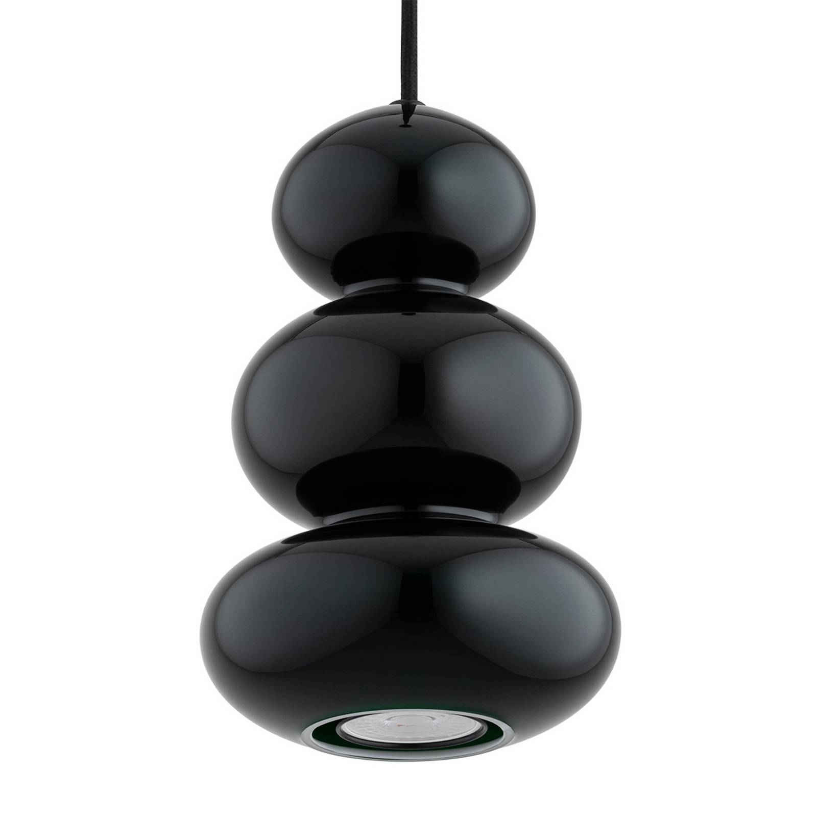 Żyrandol Oman, czarny błyszczący, szkło, Ø 14 cm