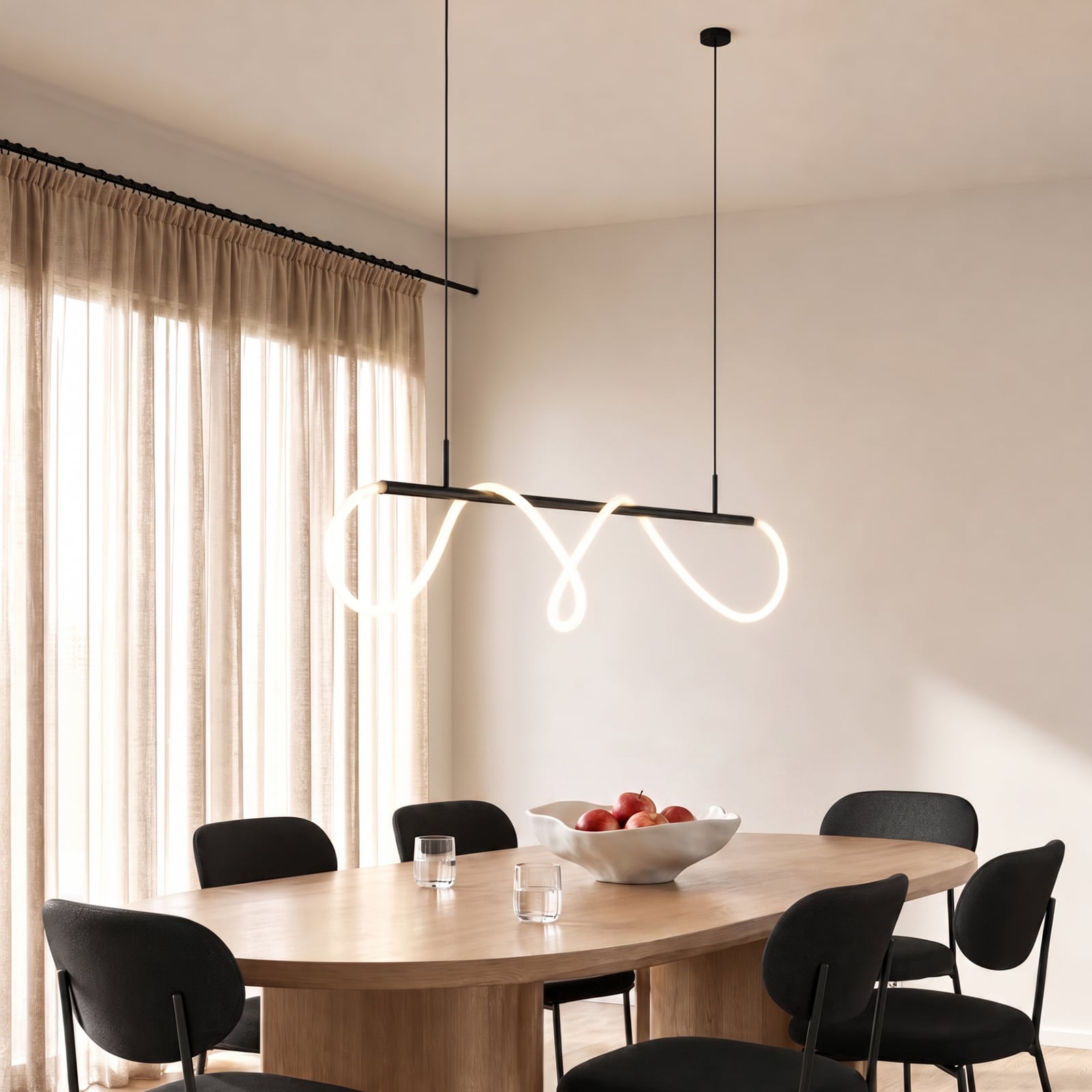 Lucande Lampada a sospensione Kisune, bianco/nero, metallo Lucande Lampada a sospensione Kisune, bianco/nero, metallo