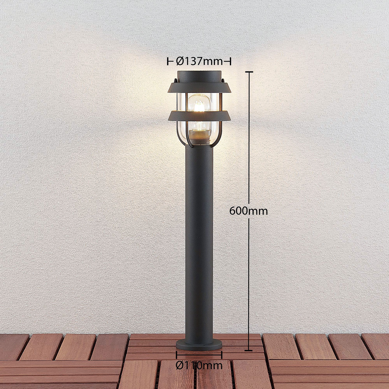 Sötétszürke Alvaro pillér lámpa, 60 cm, 100 cm