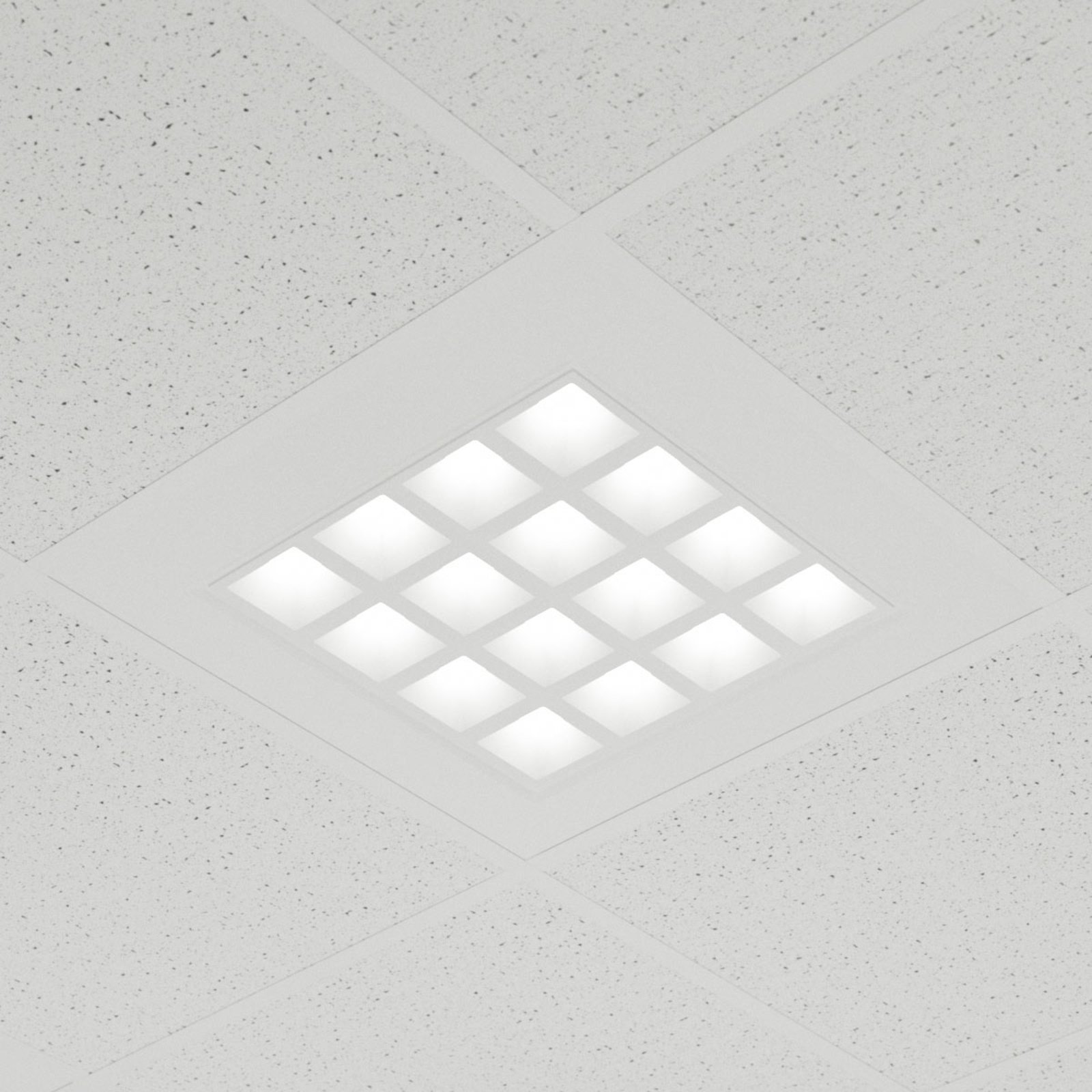 Merti LED recessed panel in white, 4,000 K, Lampenwelt.com, for Kitchen, aluminium, polycarbonate, 32 W, energy efficiency: A+, L: 62 cm, W: 62 cm, H: 3.6 cm