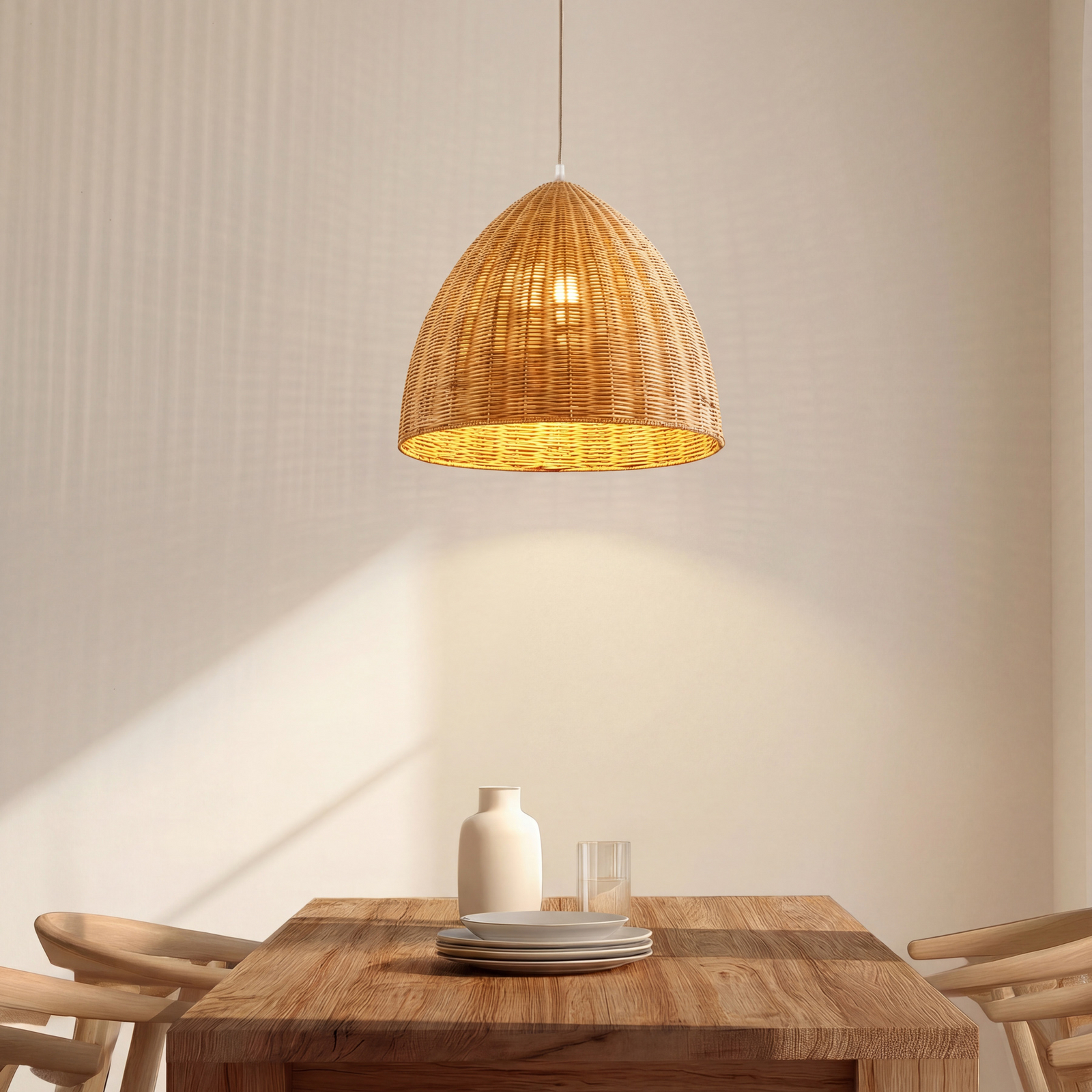 Suspension Lindby Laverne, Ø 40 cm, rotin, E27 Suspension Lindby Laverne, Ø 40 cm, rotin, E27