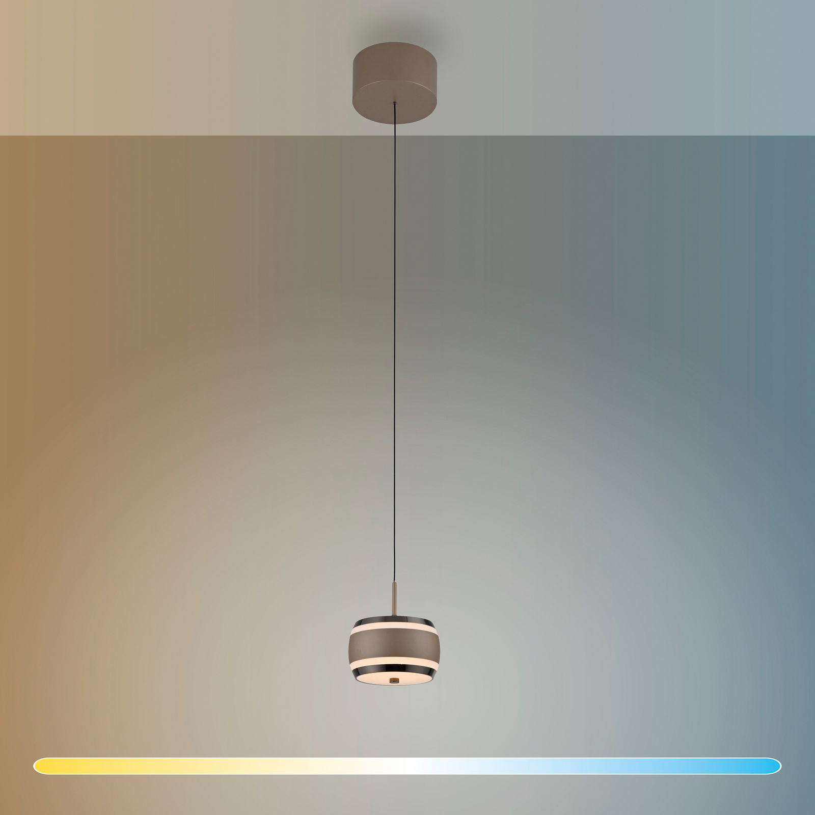 PURE LED-Hängelampe Falling Rings, bronze Ø 13 cm, CCT