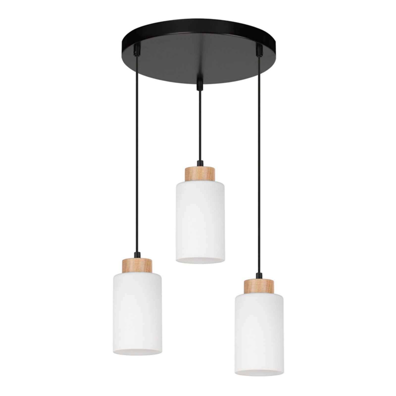 Envolight Talia hanglamp eiken/wit, 3-lamps rond