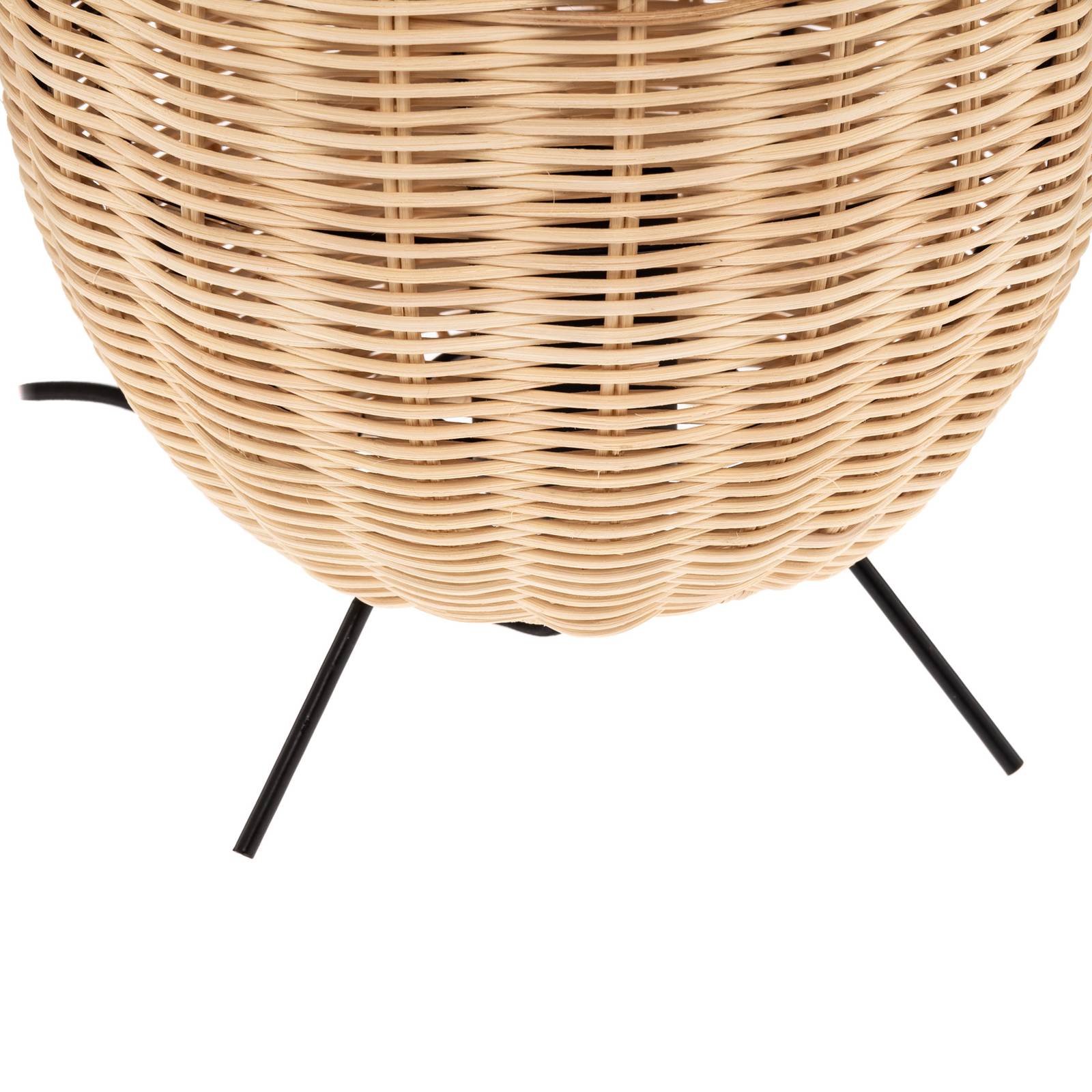 Lampa stołowa Lindby Oliana, rattan, Ø 23 cm, E27