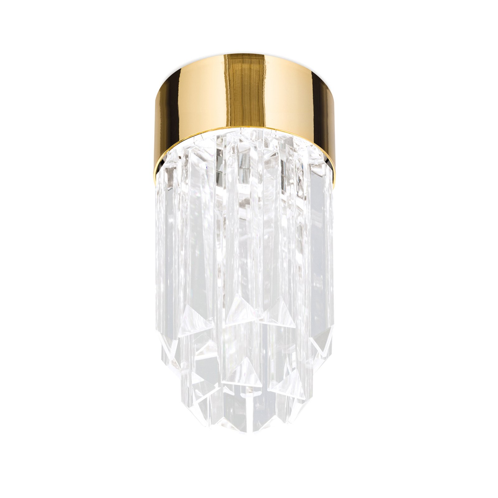 Prism LED-taklampe, krystallglass Ø10cm, gull