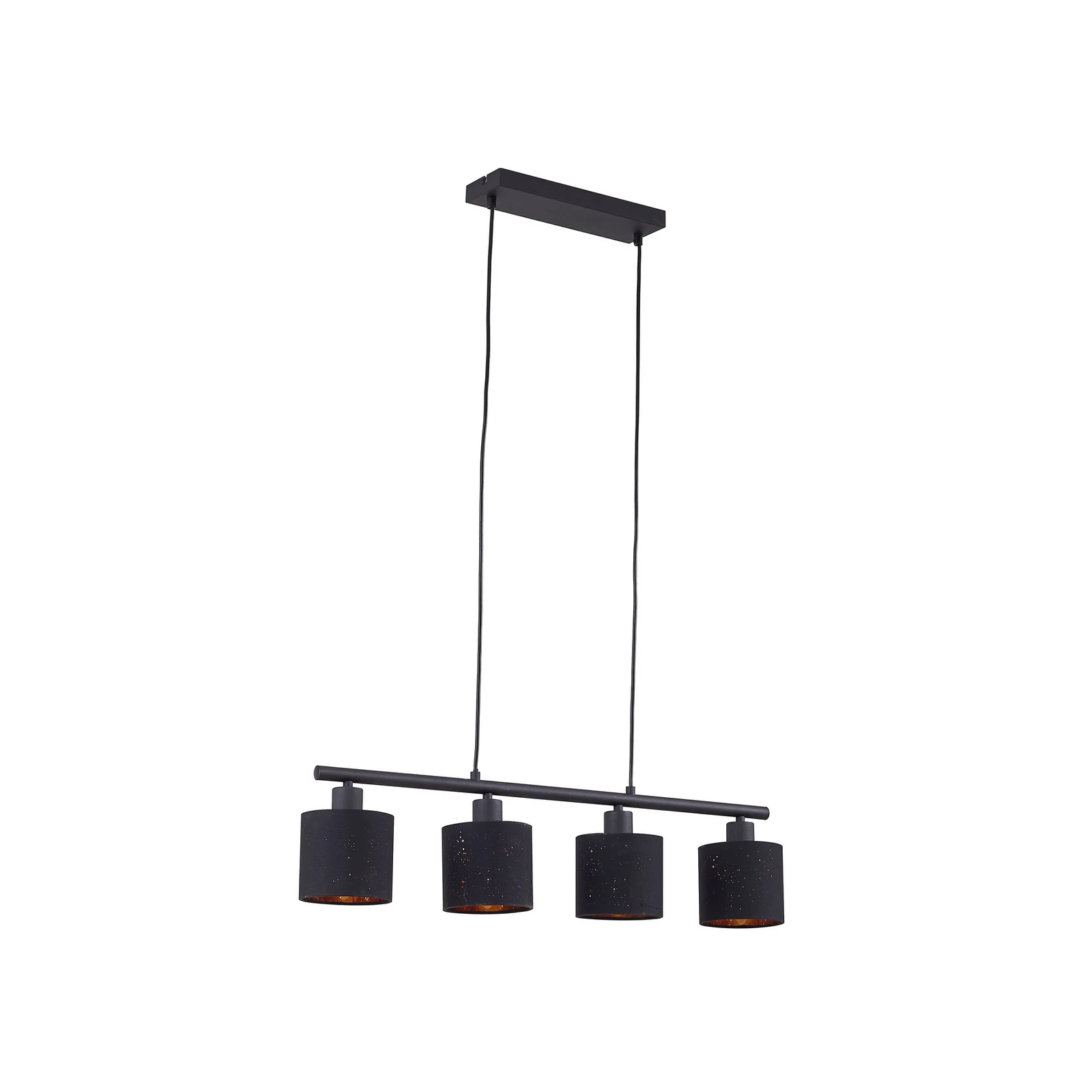 Lindby κρεμαστό φωτιστικό Vasilia, 75 cm, μαύρο/χρυσό, ύφασμα
