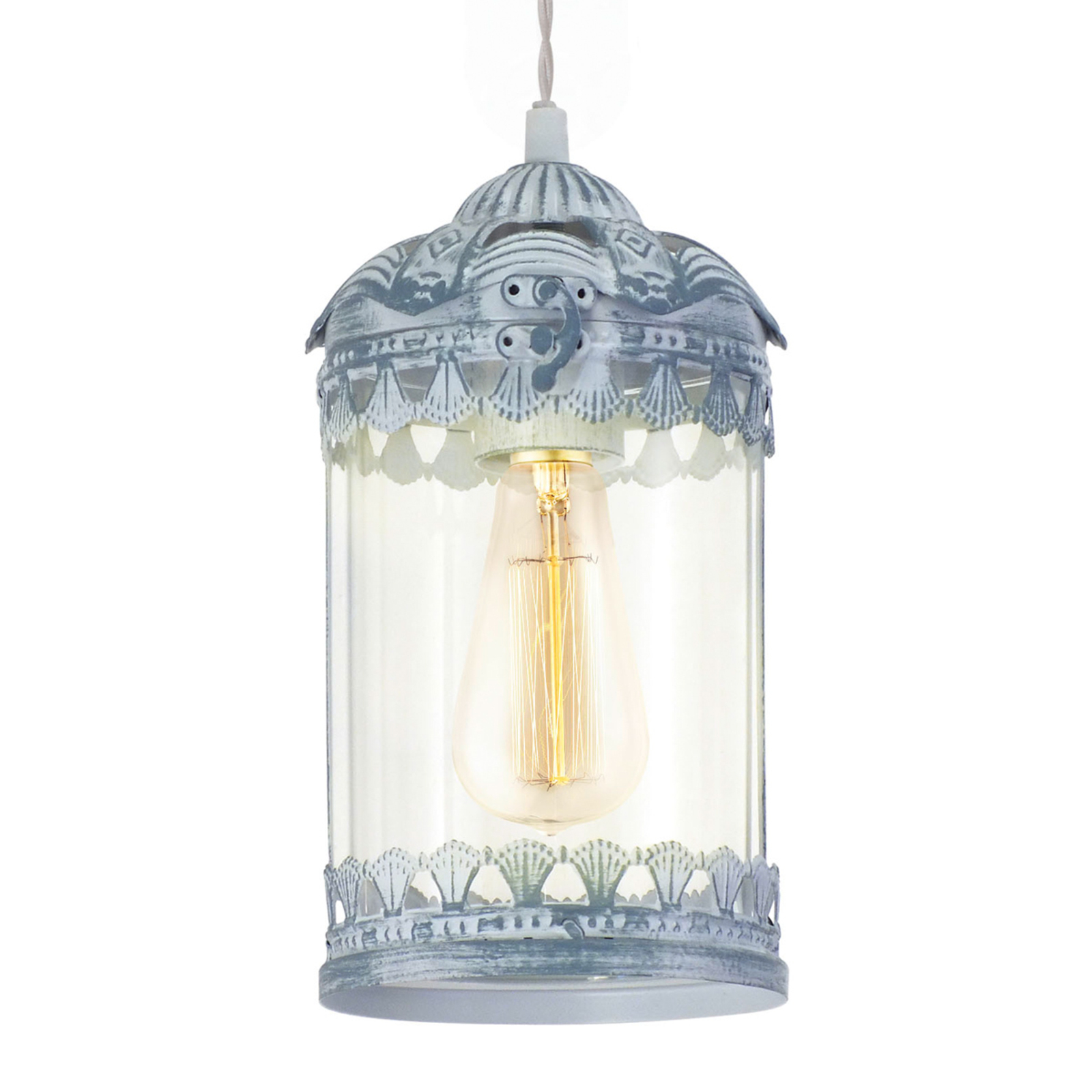 EGLO Vintage 2 Pendant Lamp in Grey-blue, for Living / Dining Room, Steel, glass, E27, 60 W, energy efficiency: A++
