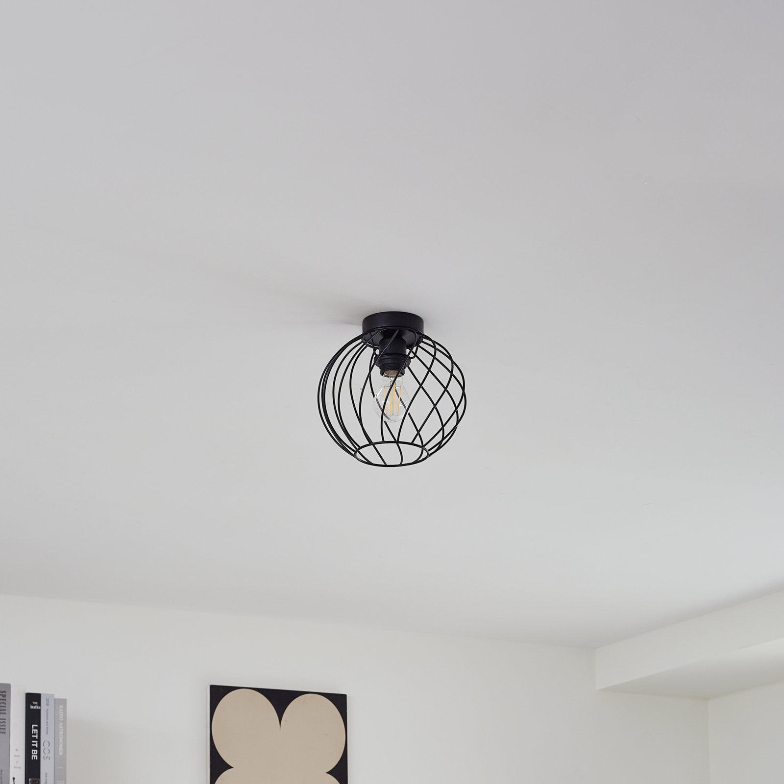 Lindby ceiling light Danika, Ø 25 cm, black, metal