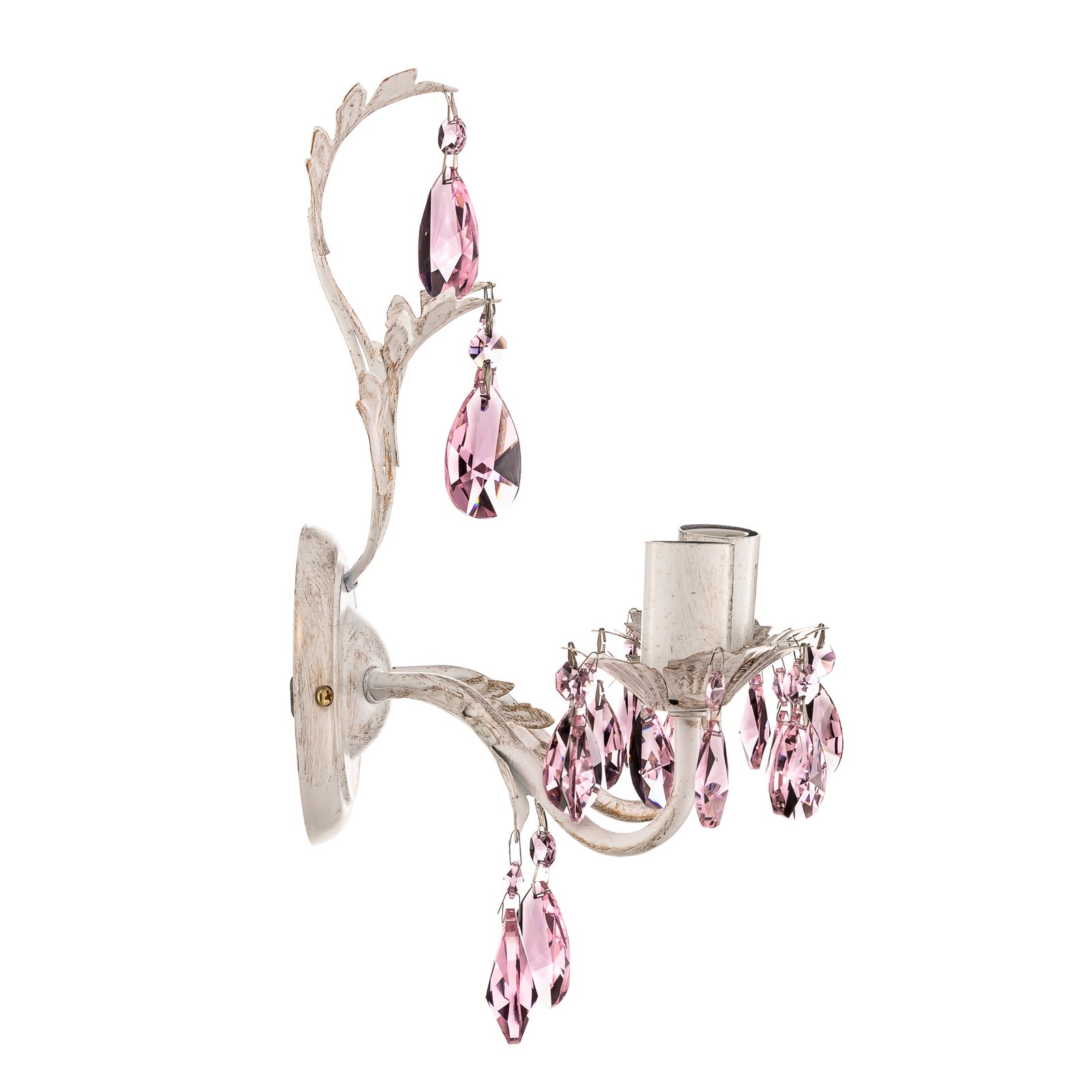 Wandlamp Kate, 2-lamps, wit, rosé kristallen
