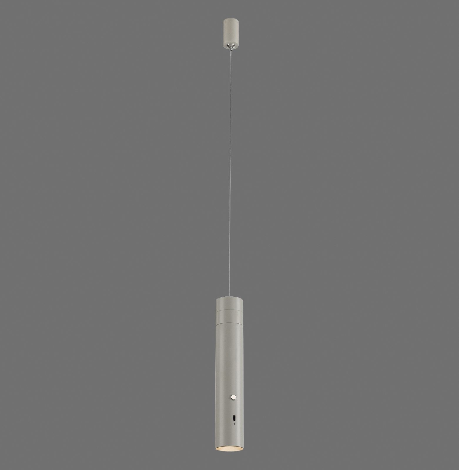 JUST LIGHT. Suspension LED rechargeable Attach, gris-beige, fer