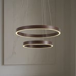 Lucande LED závěsné světlo Yonam, Ø 60 cm, 2 žárovky, hnědé, CCT